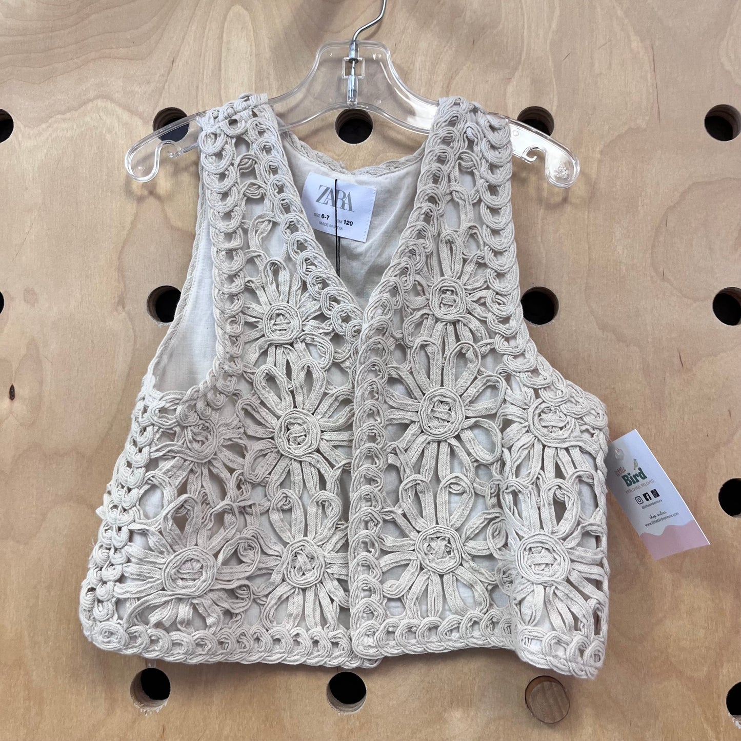 Cream Lined Open Floral Vest NEW!