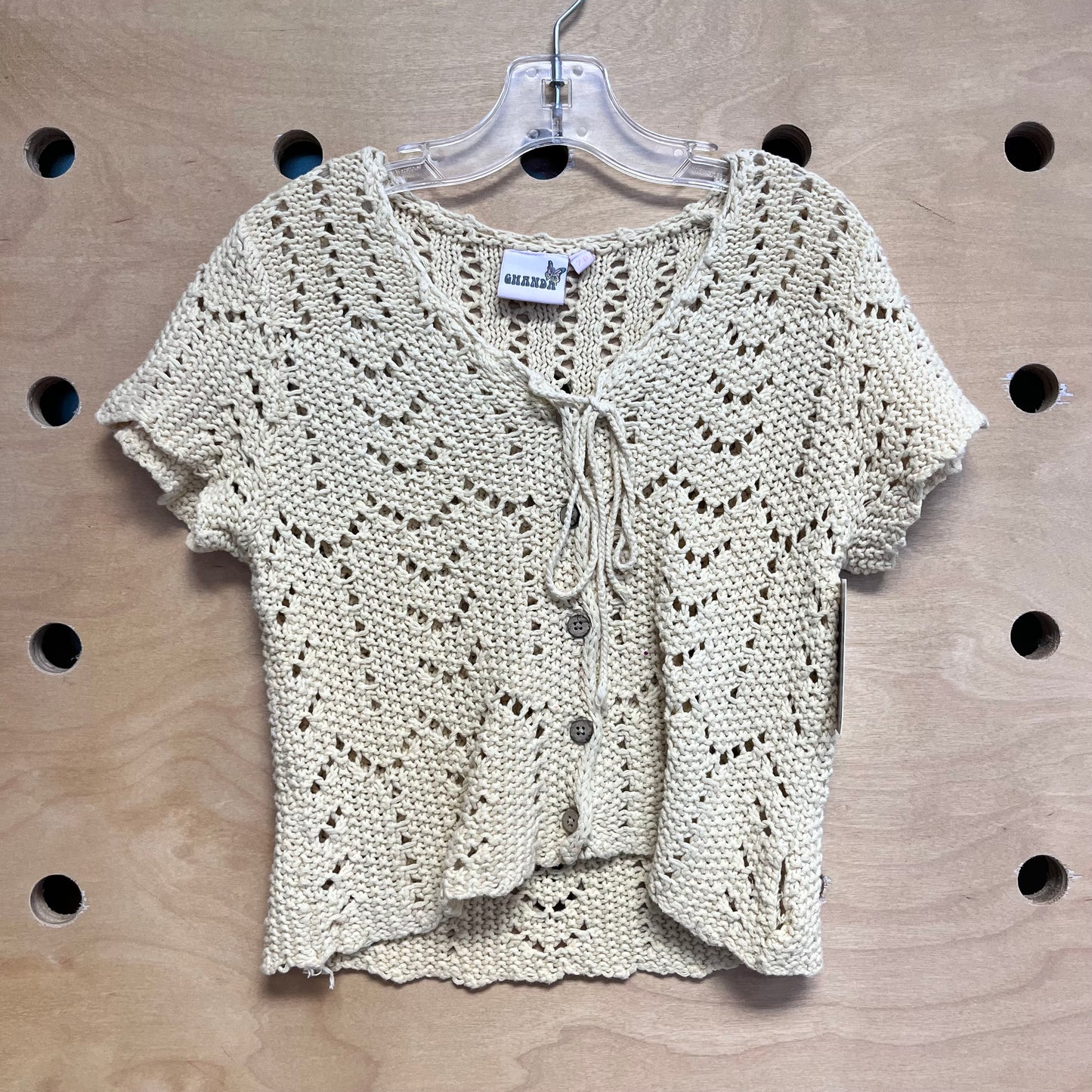 Yellow Crochet Button Cardigan