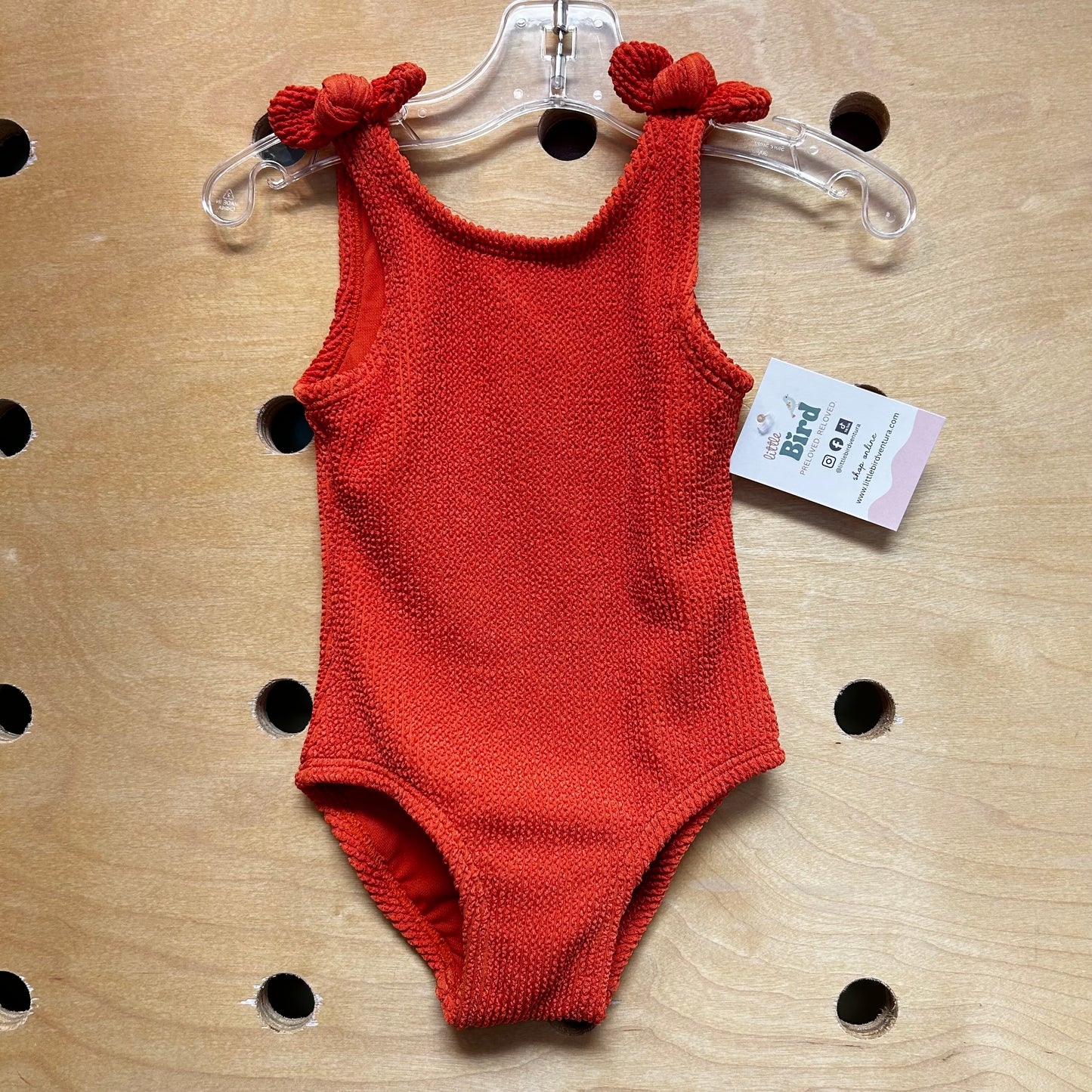 Orange Textured Bow Swimsuit
