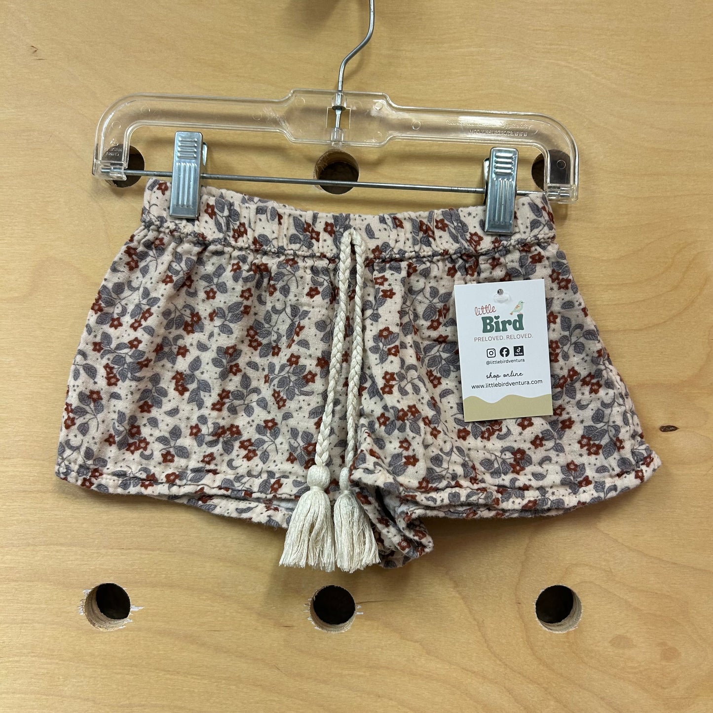 Tan Floral Shorts