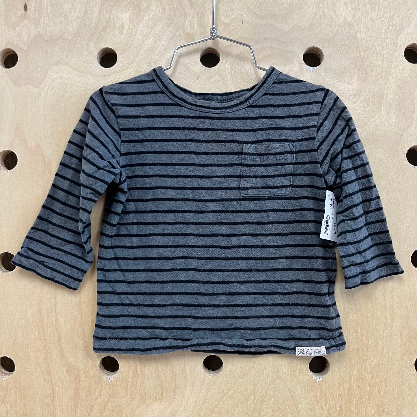 Grey & Black Striped LS Tee