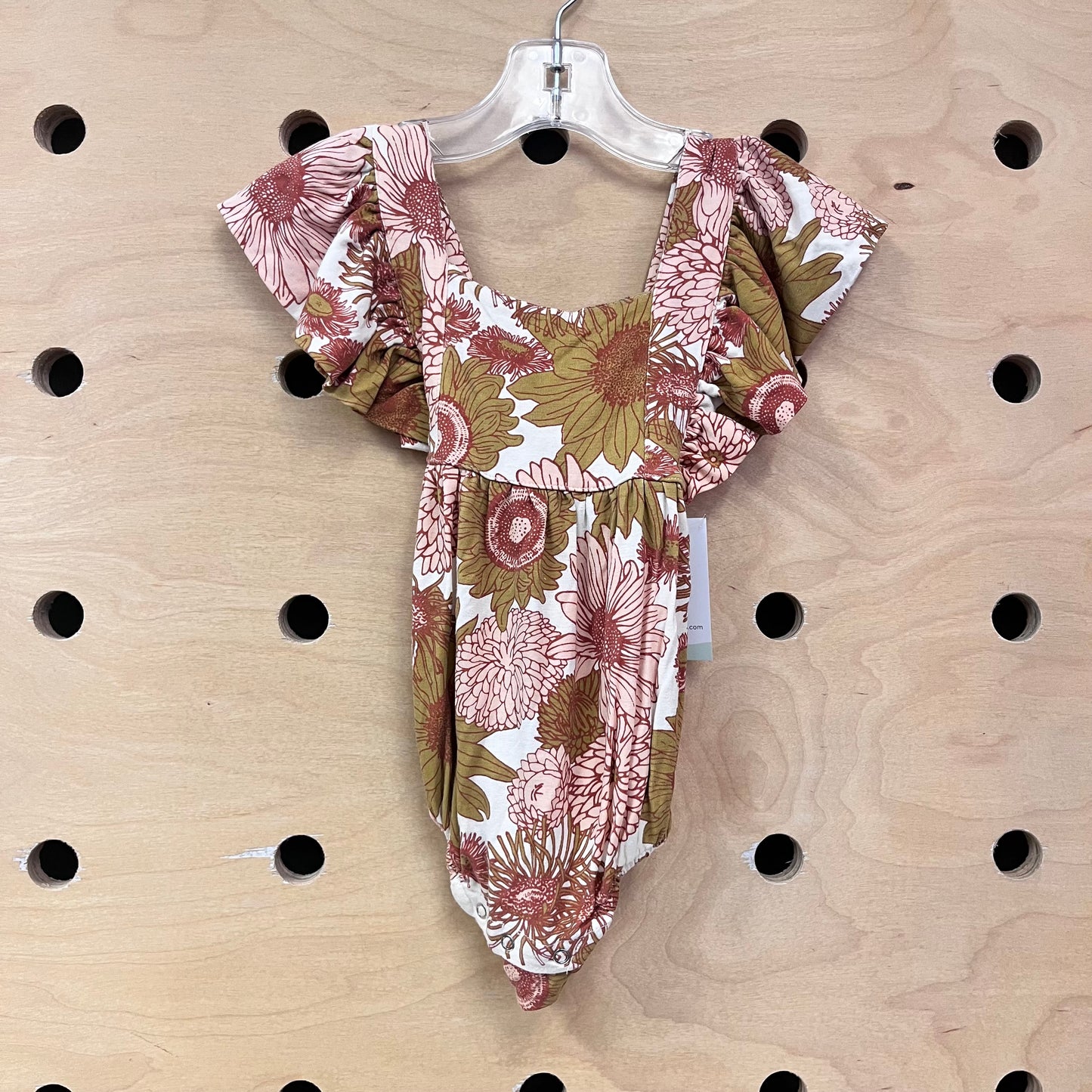 Green & Peach Floral Bamboo Romper