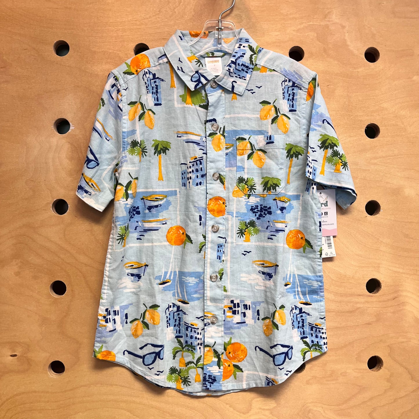 Blue Linen-Blend Seaside Button Up NEW!