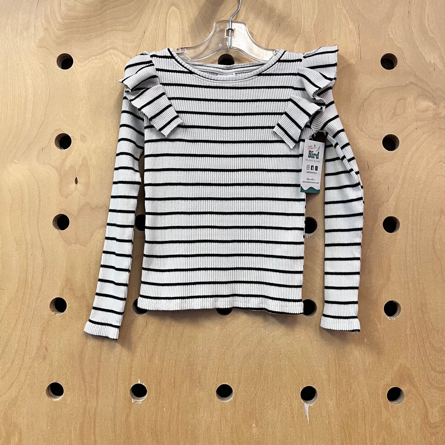 Black & Cream Striped Ribbed Top