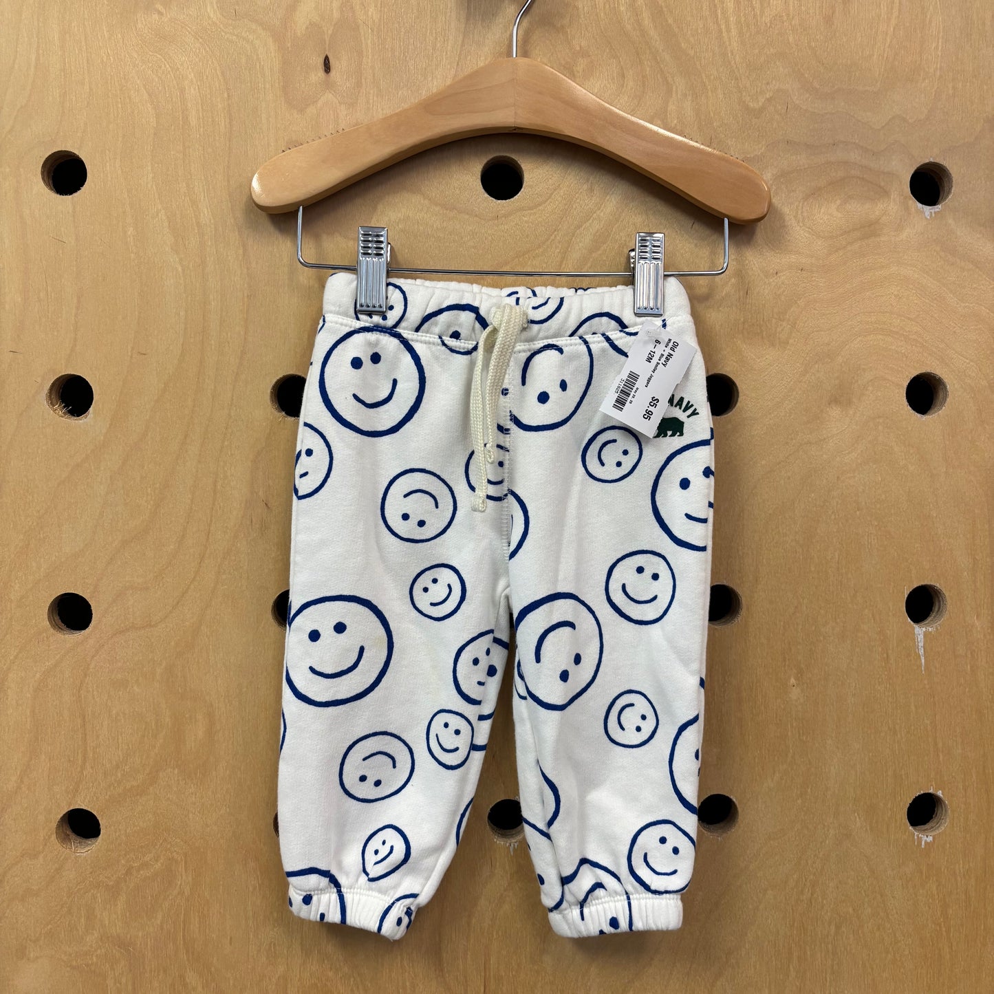 White + Blue Smiley Joggers