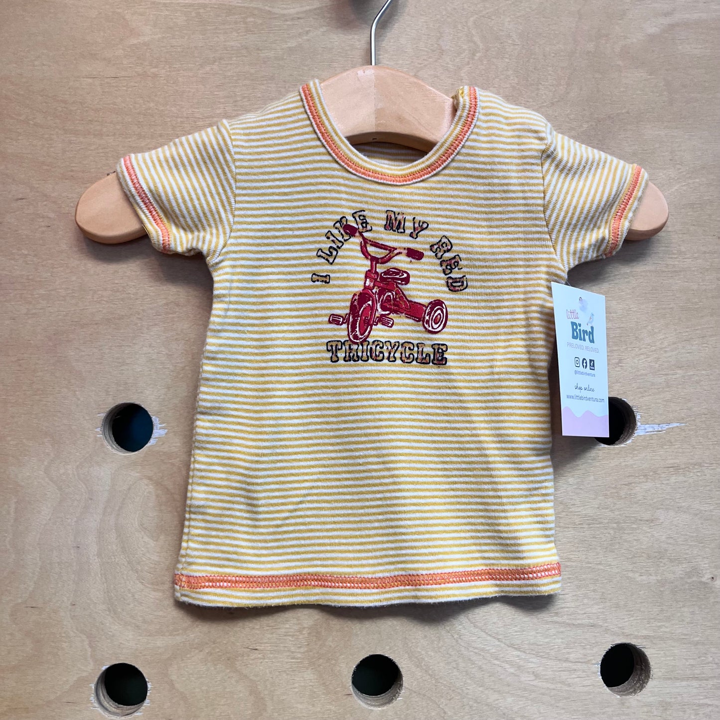 Yellow Striped 'I Like My Red Tri' Tee