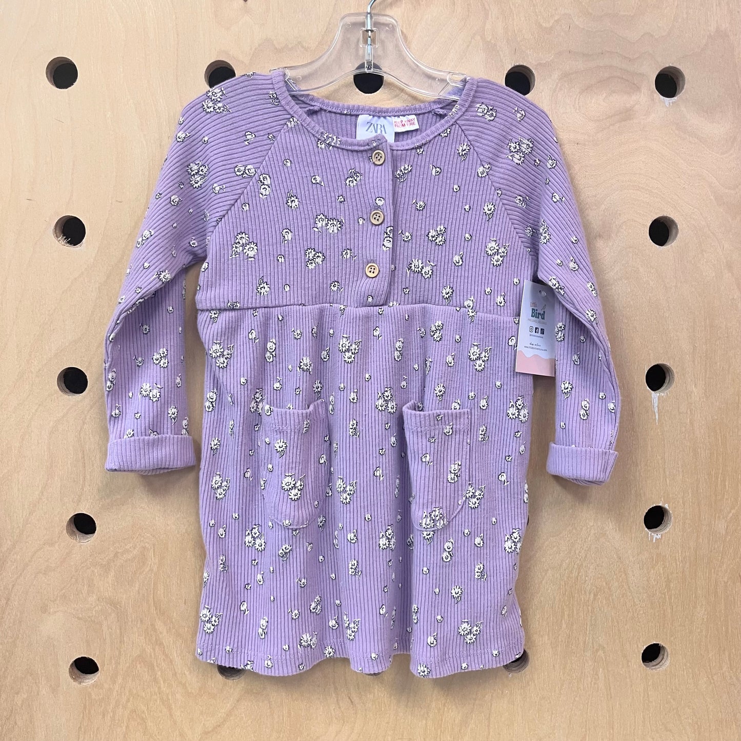 Dusty Purple Floral Ribbed Dress NEW!