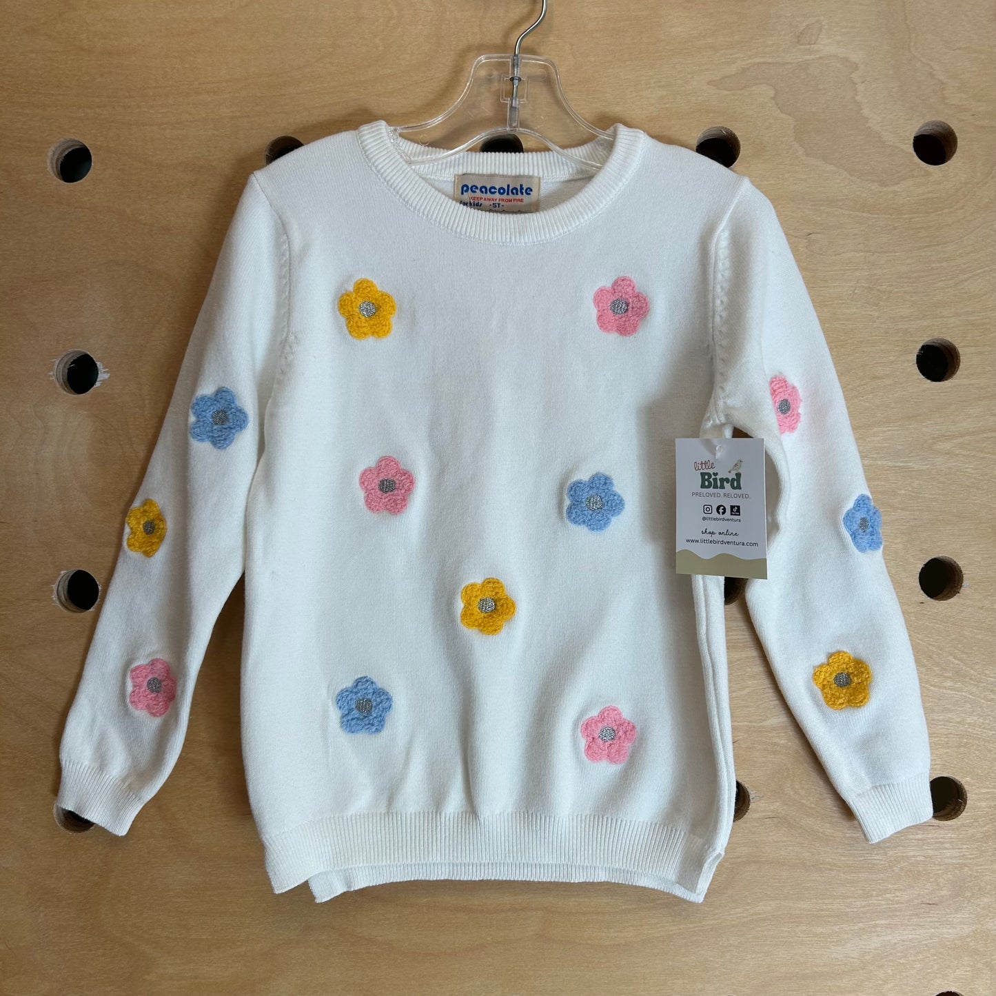 White Terry Flowers Sweater