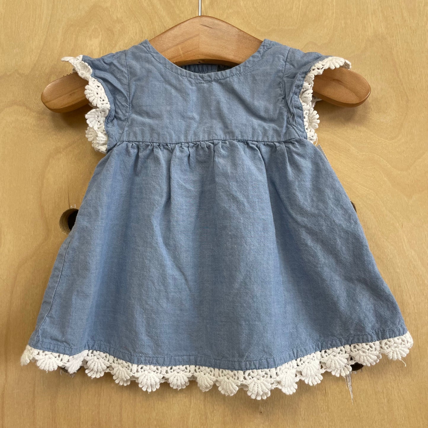 Blue + White Eyelet Trim Dress