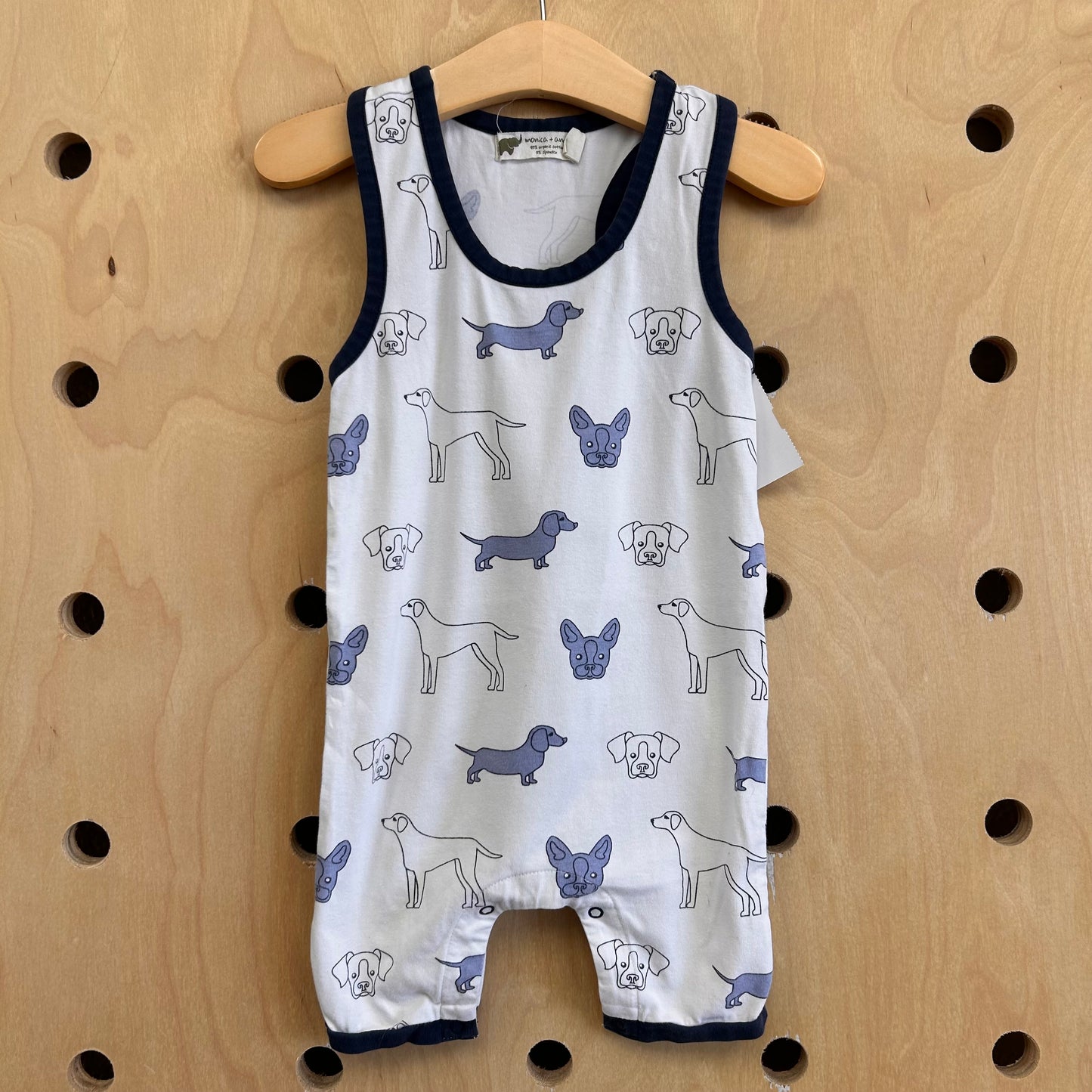 White + Blue Dogs Romper