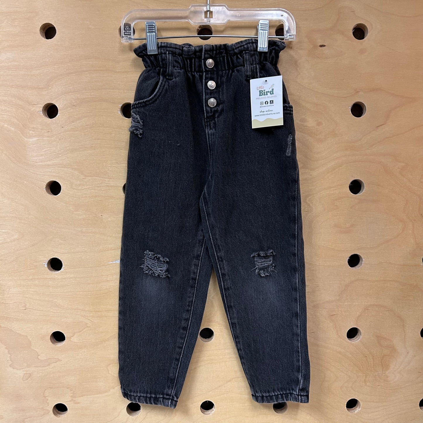Black Paper Bag Distressed Denim