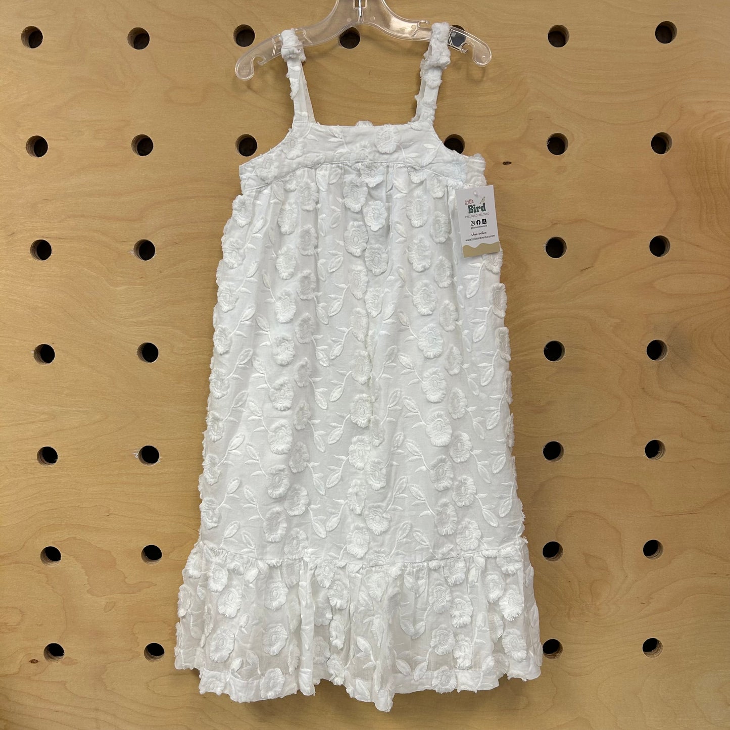 White Fringe Flowers Dress
