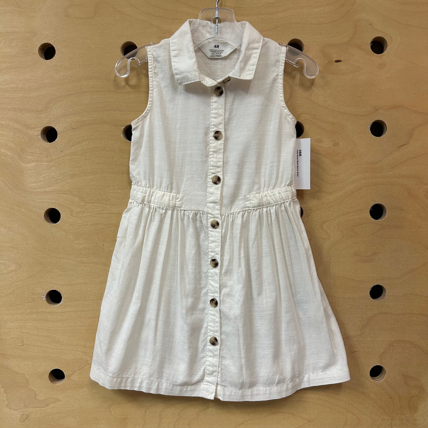 Ivory Cotton Blend Button Dress