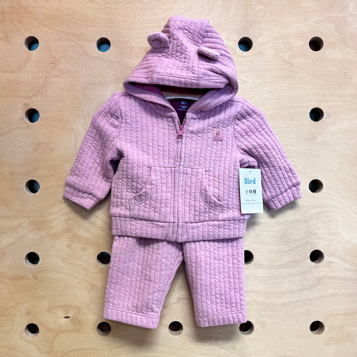 Pink Ribbed Hooded Jacket/Soft Pants