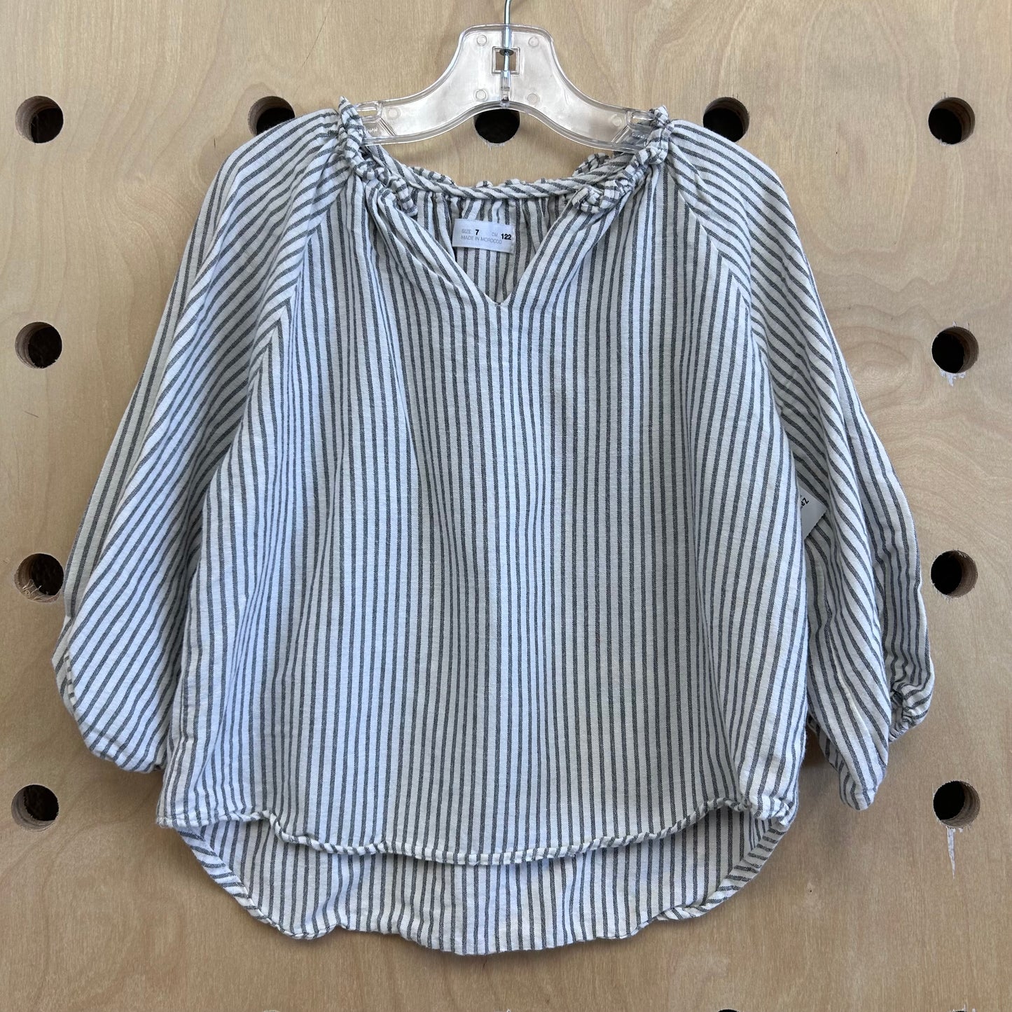 White + Grey Striped Top