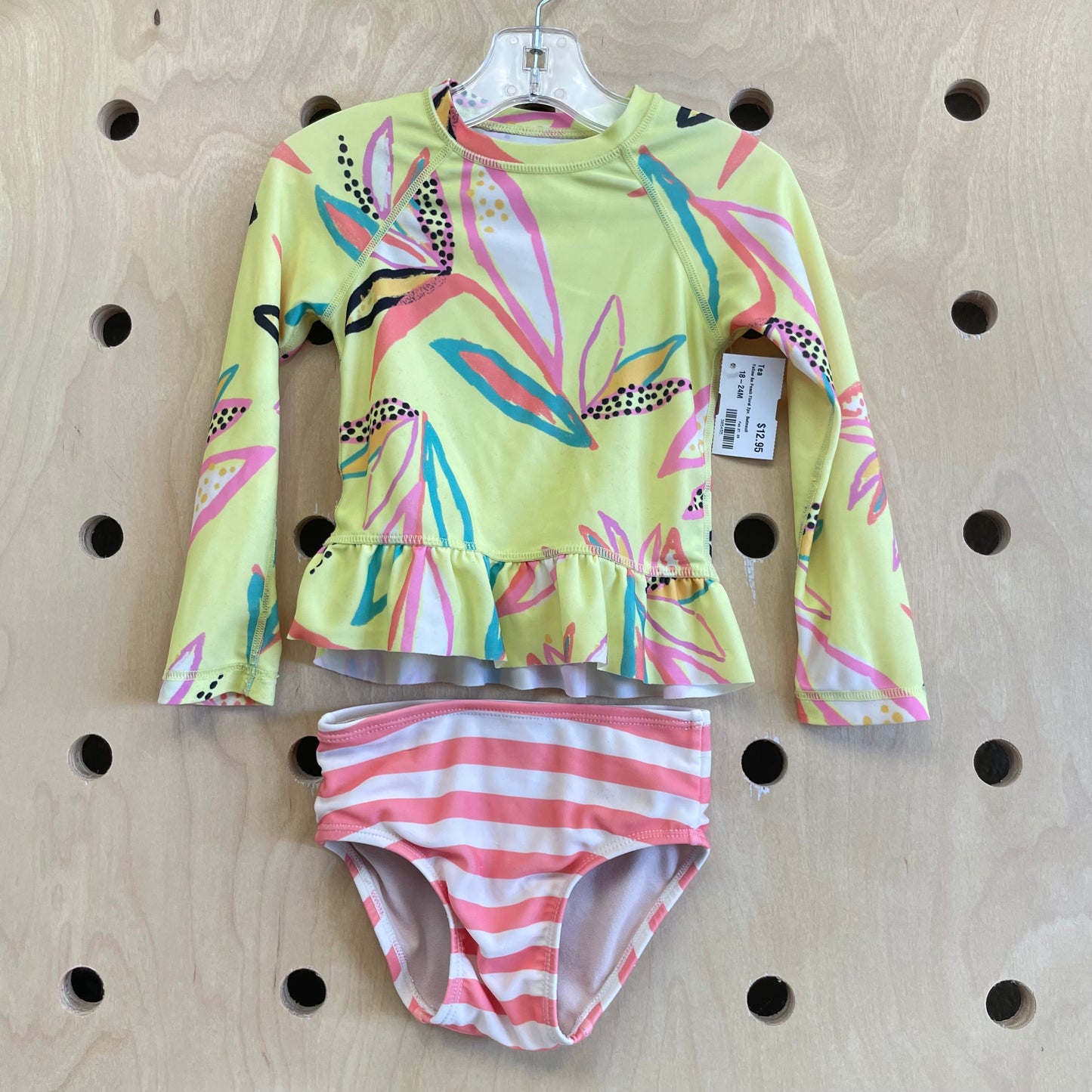 Yellow & Peach Floral 2pc. Swimsuit