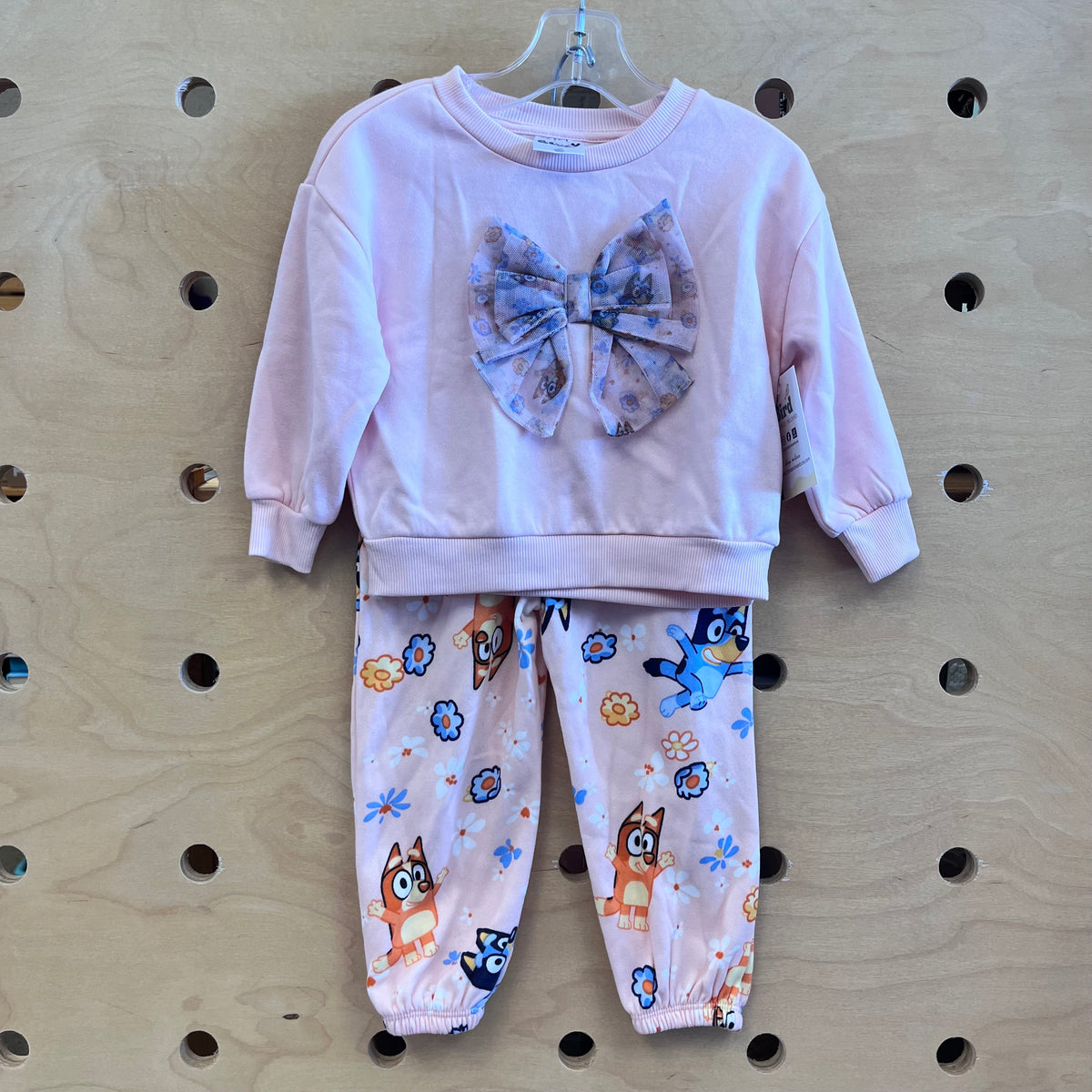 Pink Tulle Bow Bluey Outfit