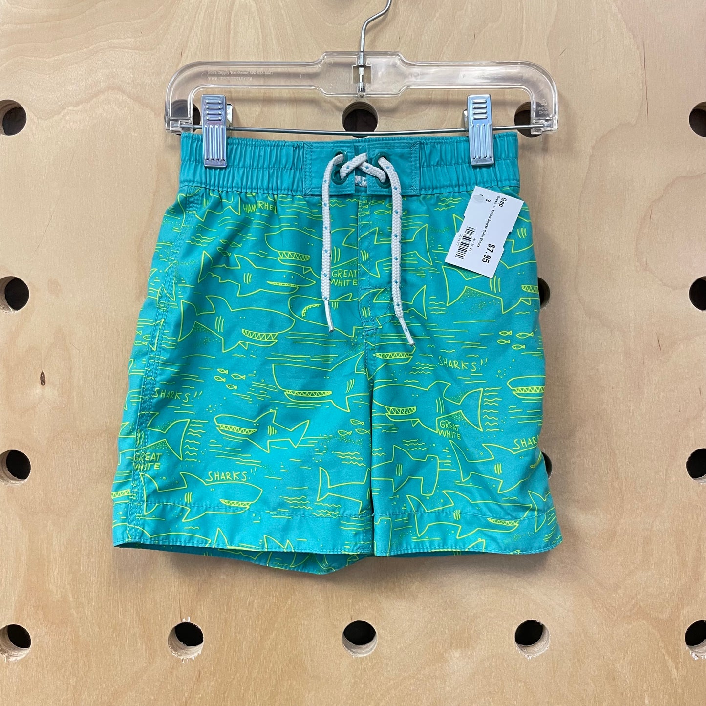 Green + Yellow Sharks Swim Shorts