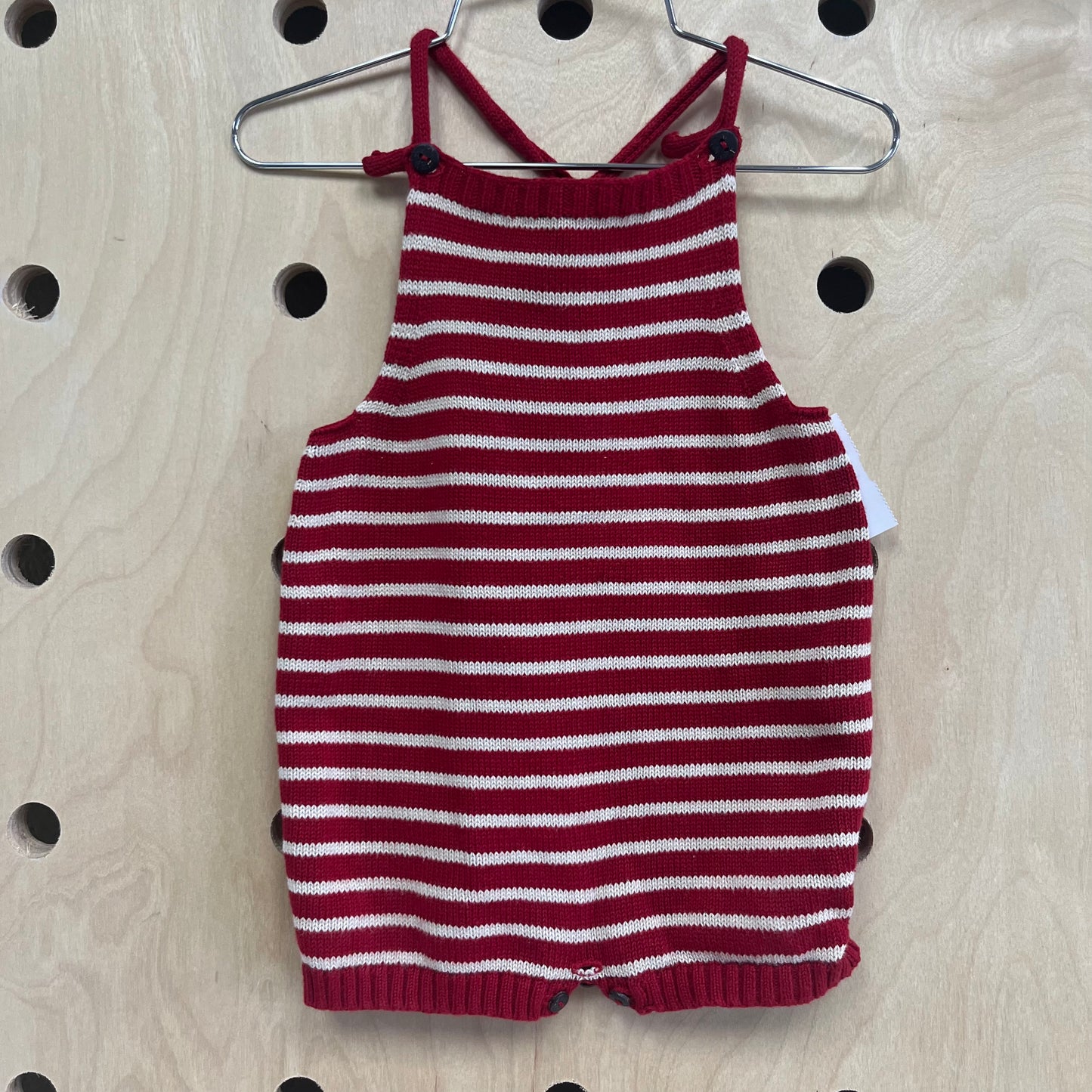 Red Knit Striped Romper