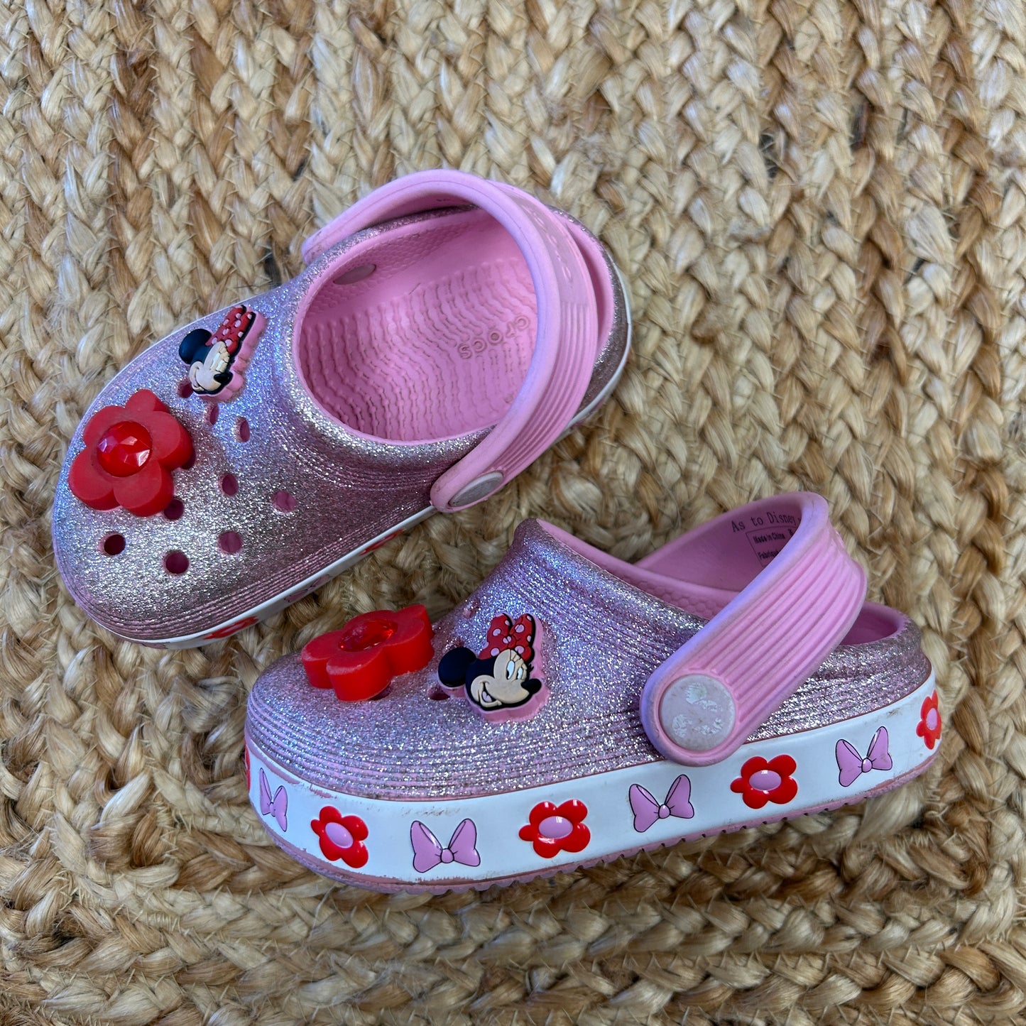 Pink Glitter Light Up Minnie Clogs
