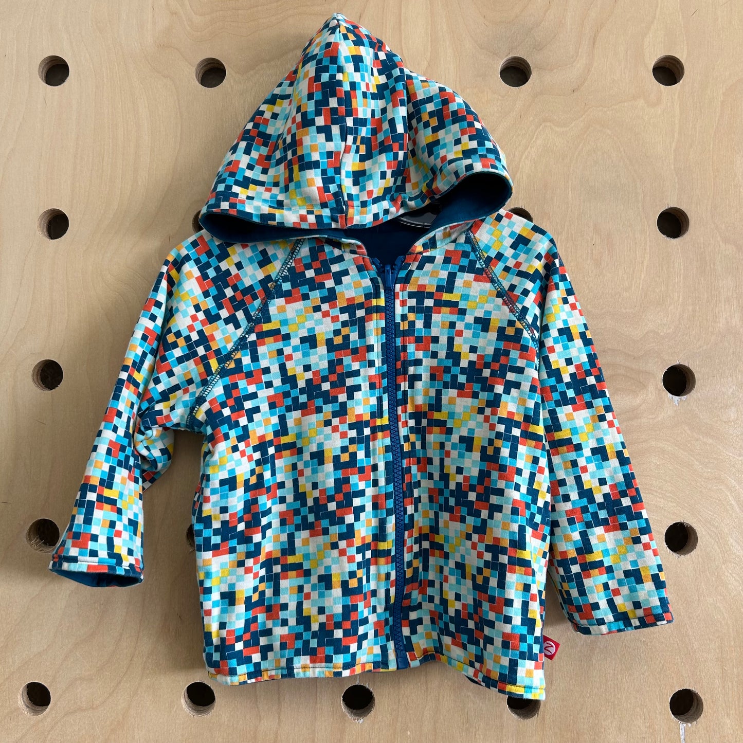 Reversible Teal/Checkered Zip Hoodie
