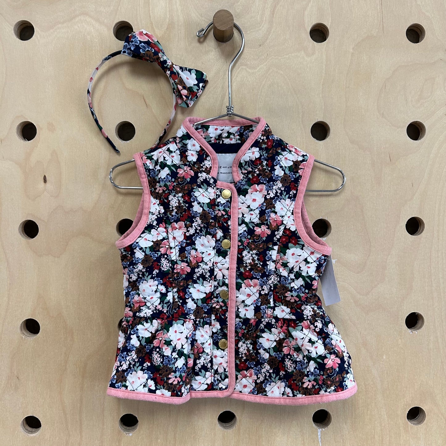 Navy Floral Vest + Headband