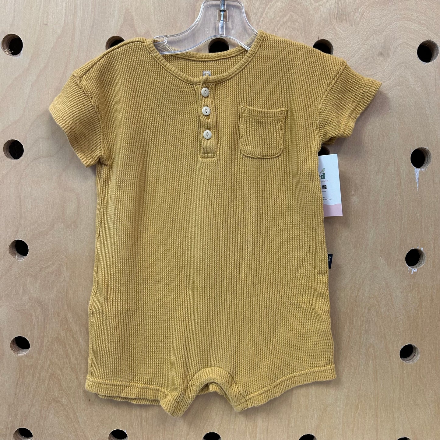 Yellow Waffle Romper