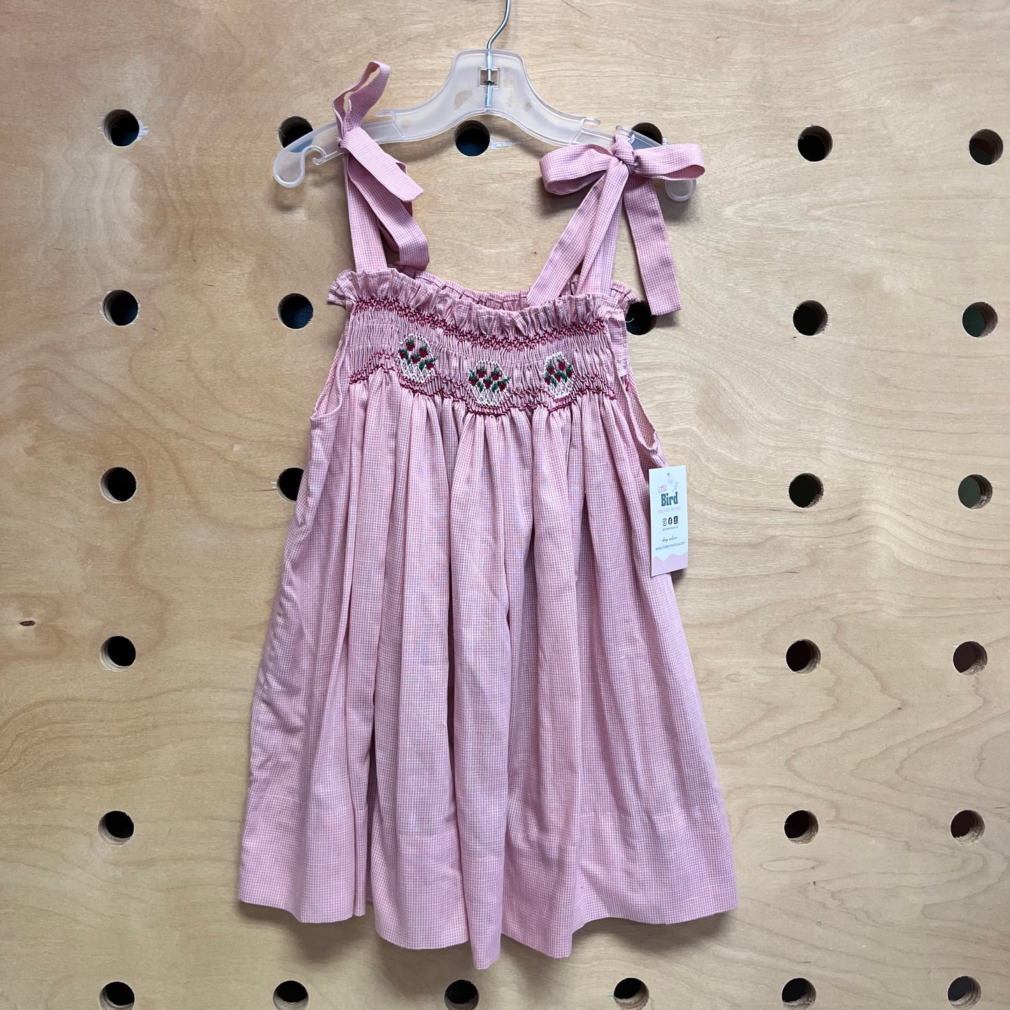 Smocked Gingham Strawberry Basket Dress