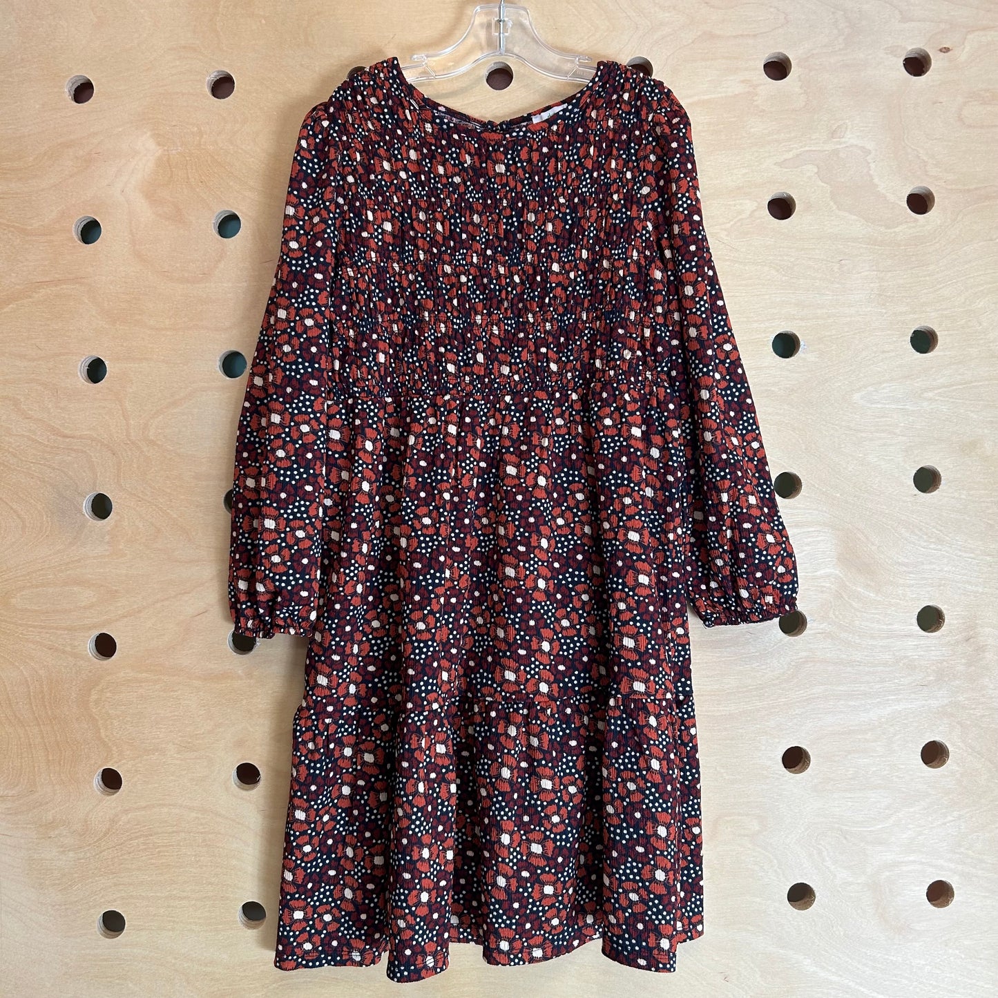 Black/Orange Floral Smocked Dress