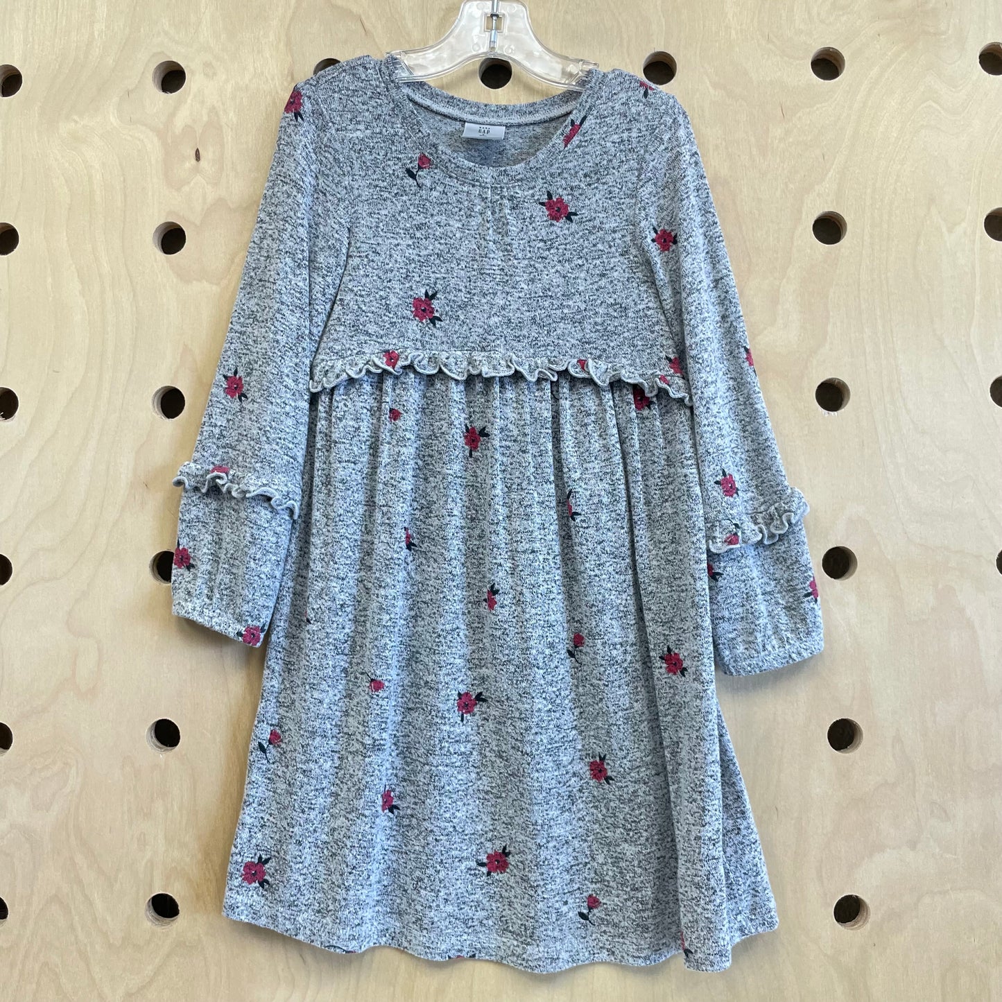 Grey Soft Knit Floral Dress