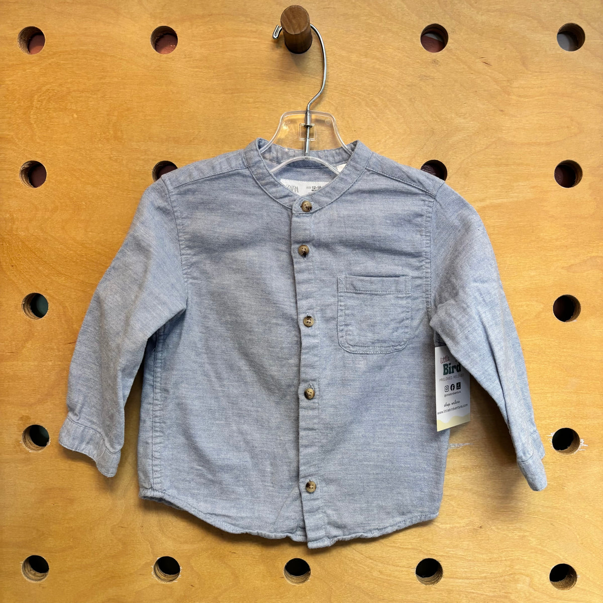 Heathered Blue Button Up Shirt