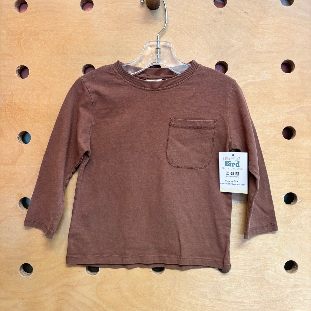 Brown Cotton Pocket Long Sleeve