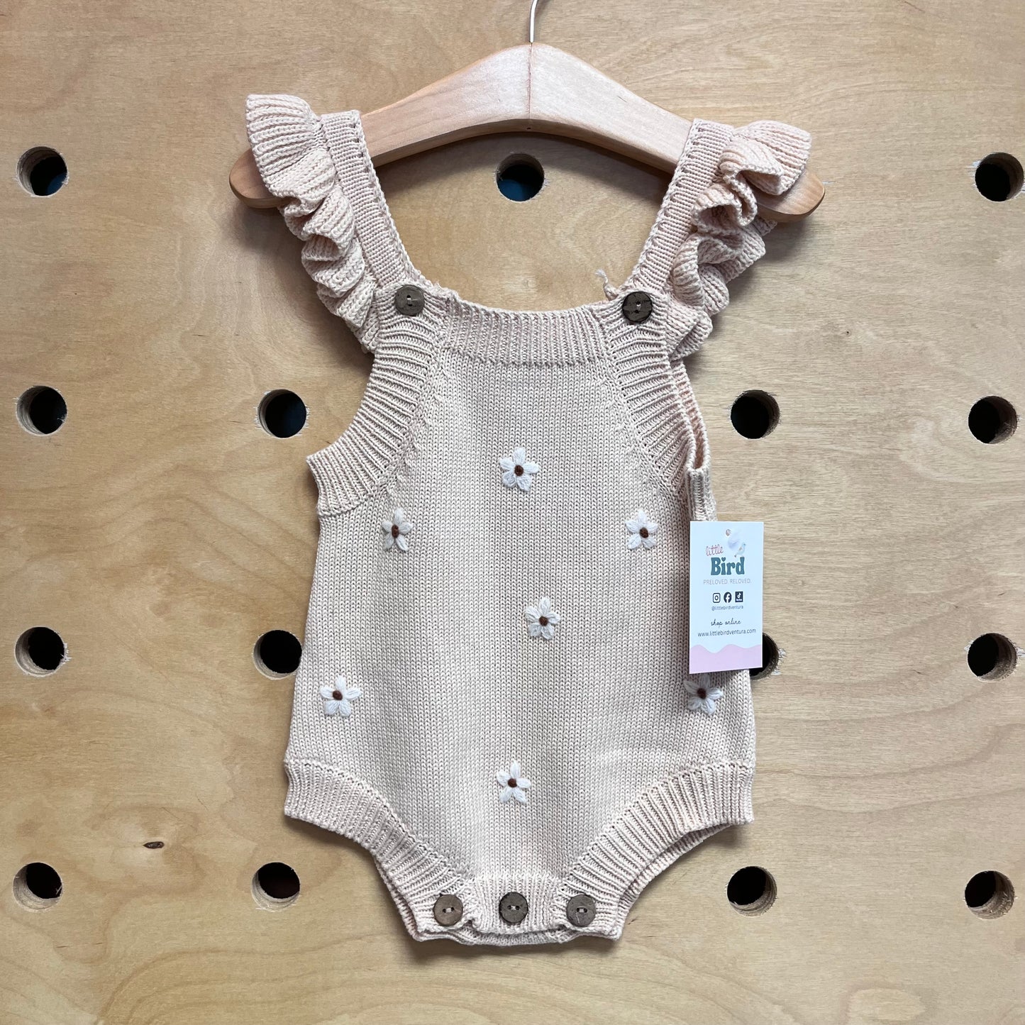 Cream Knit Flower Romper