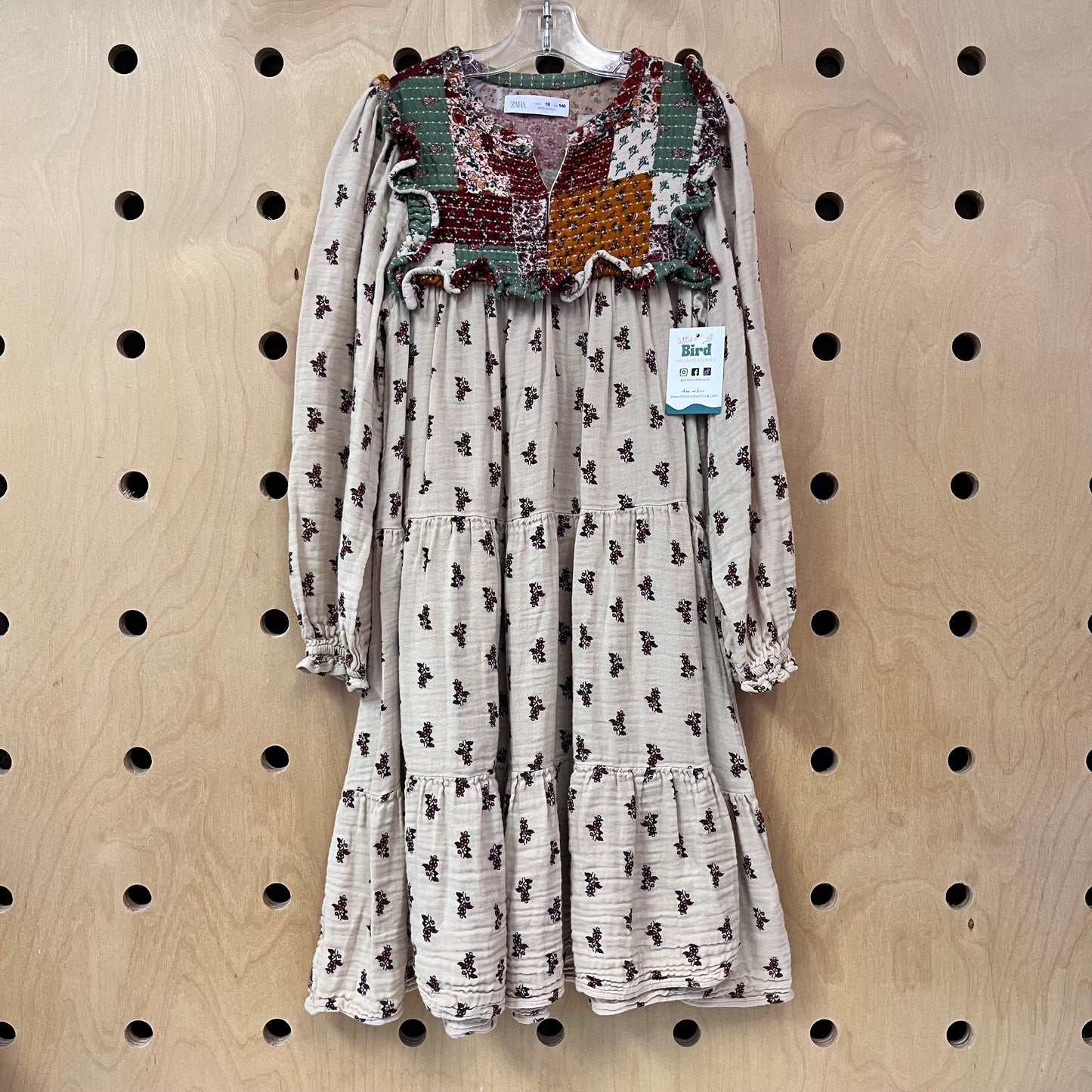 Beige Floral Patchwork Dress