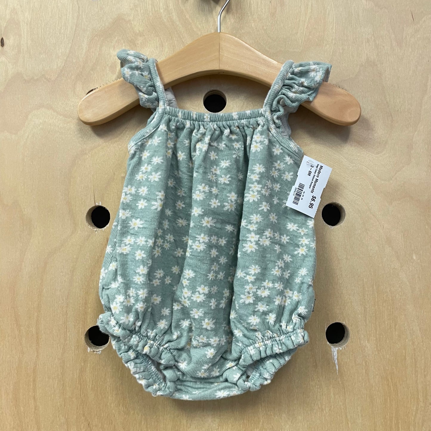 Sage Daisy Ribbed Romper