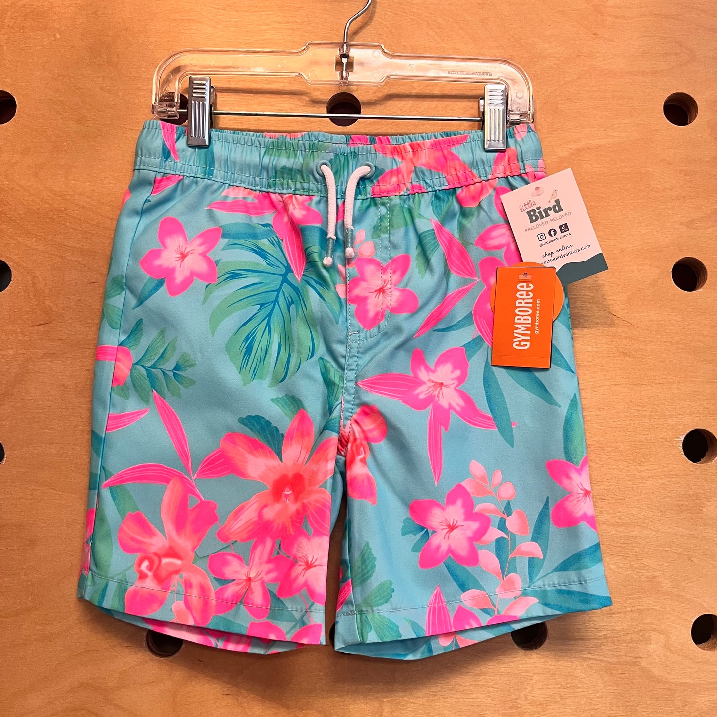 Blue & Pink Hibiscus Swim Trunks NEW!