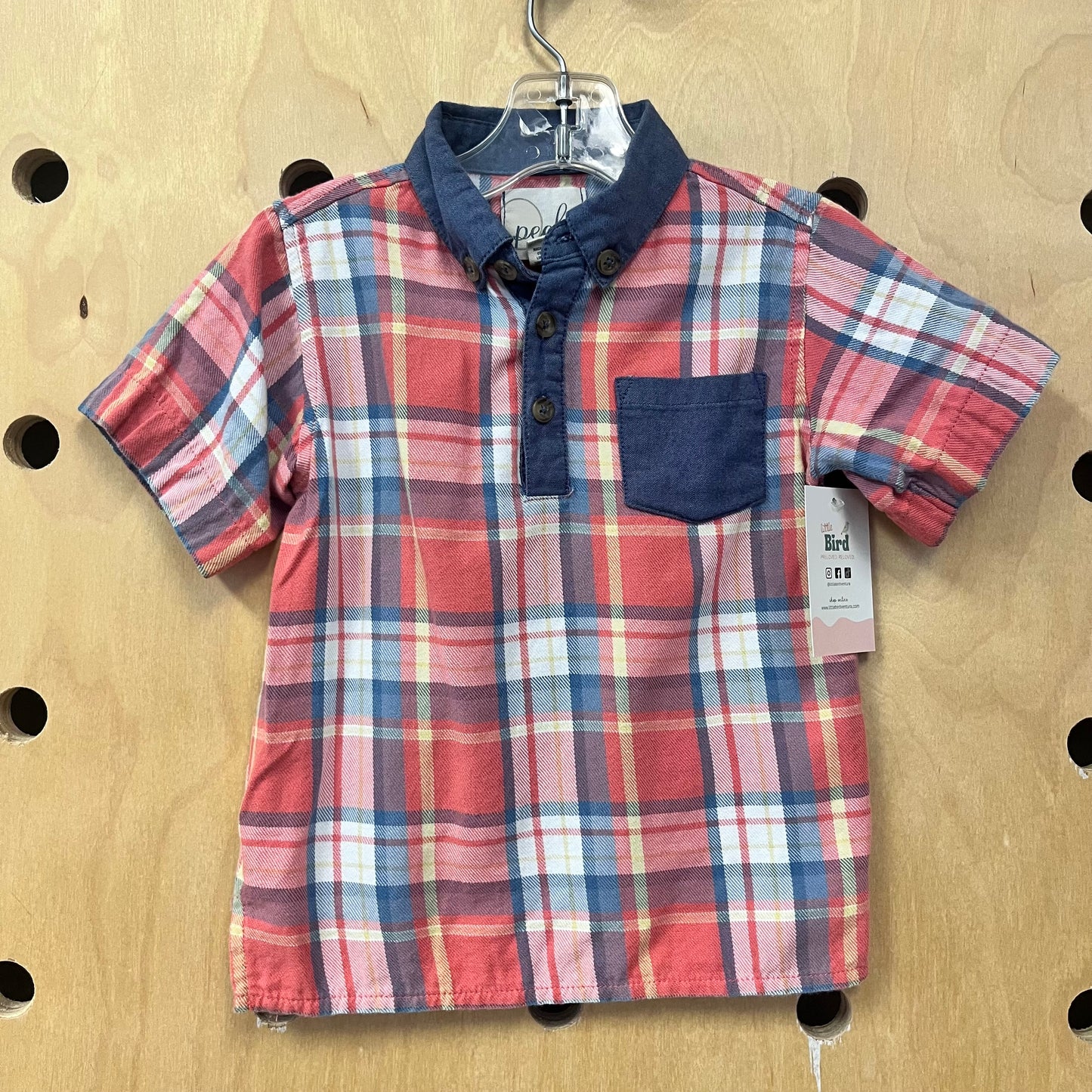 Blue & Orange Plaid Henley