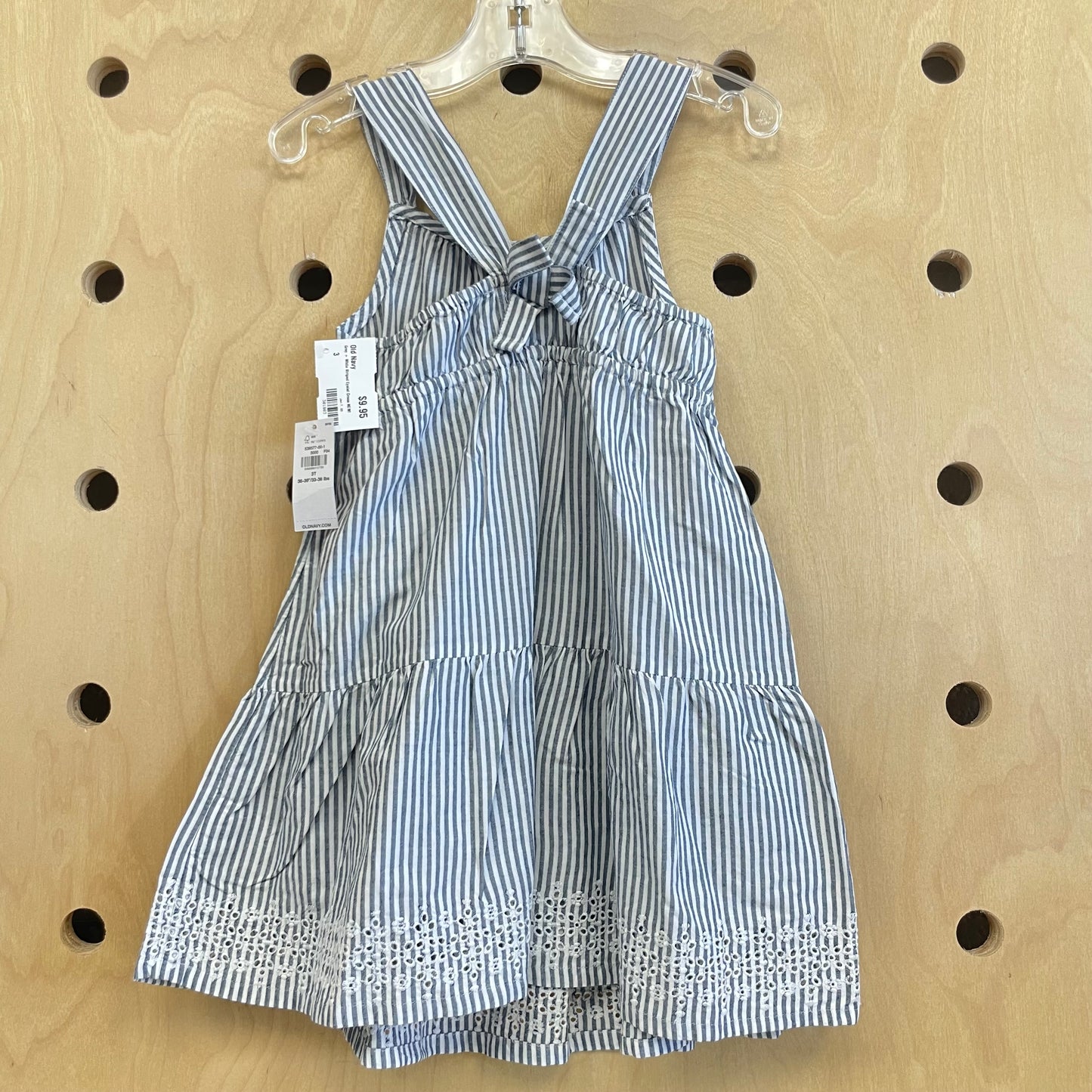 Grey + White Striped Eyelet Dress NEW!