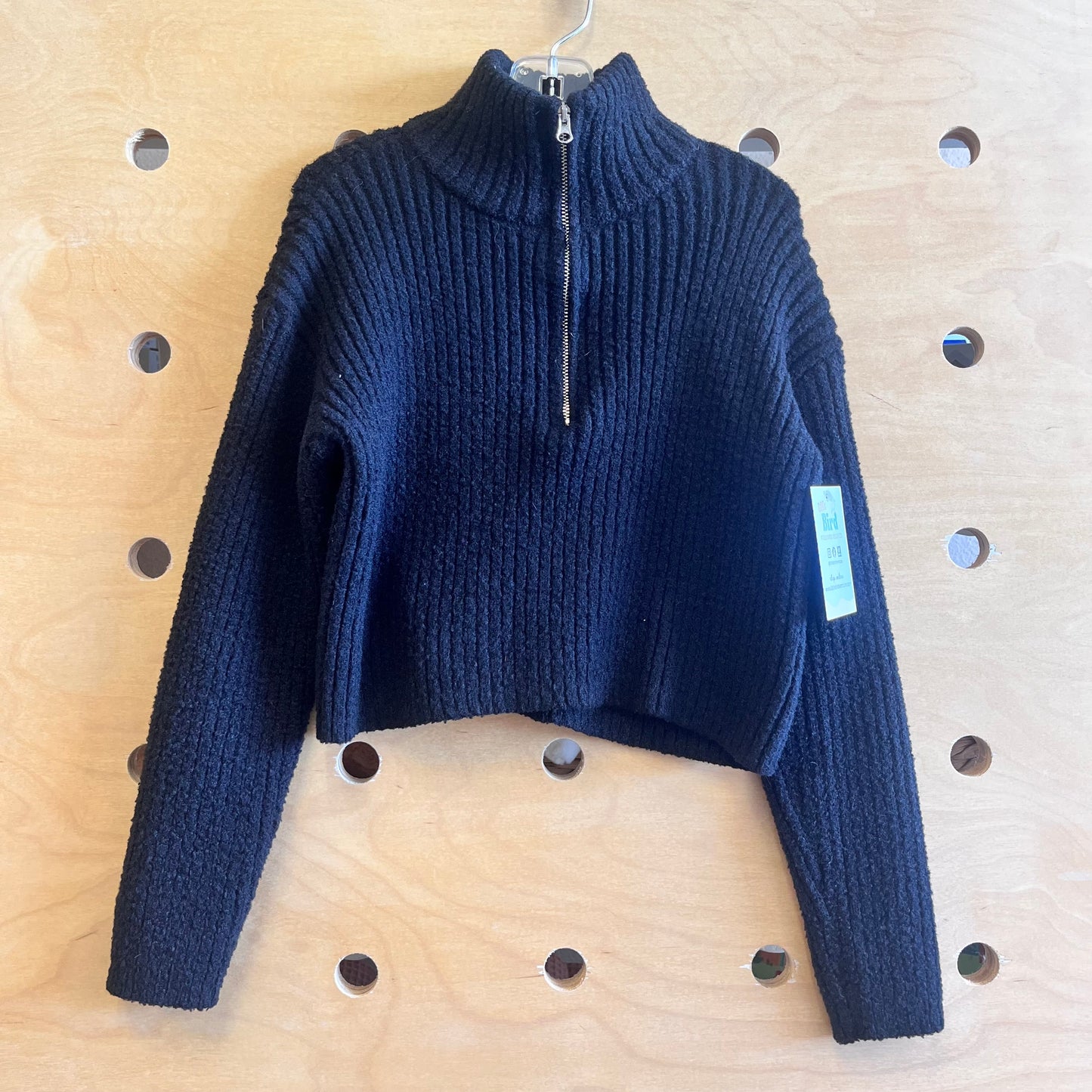 Black 1/4 Zip Knit Sweater