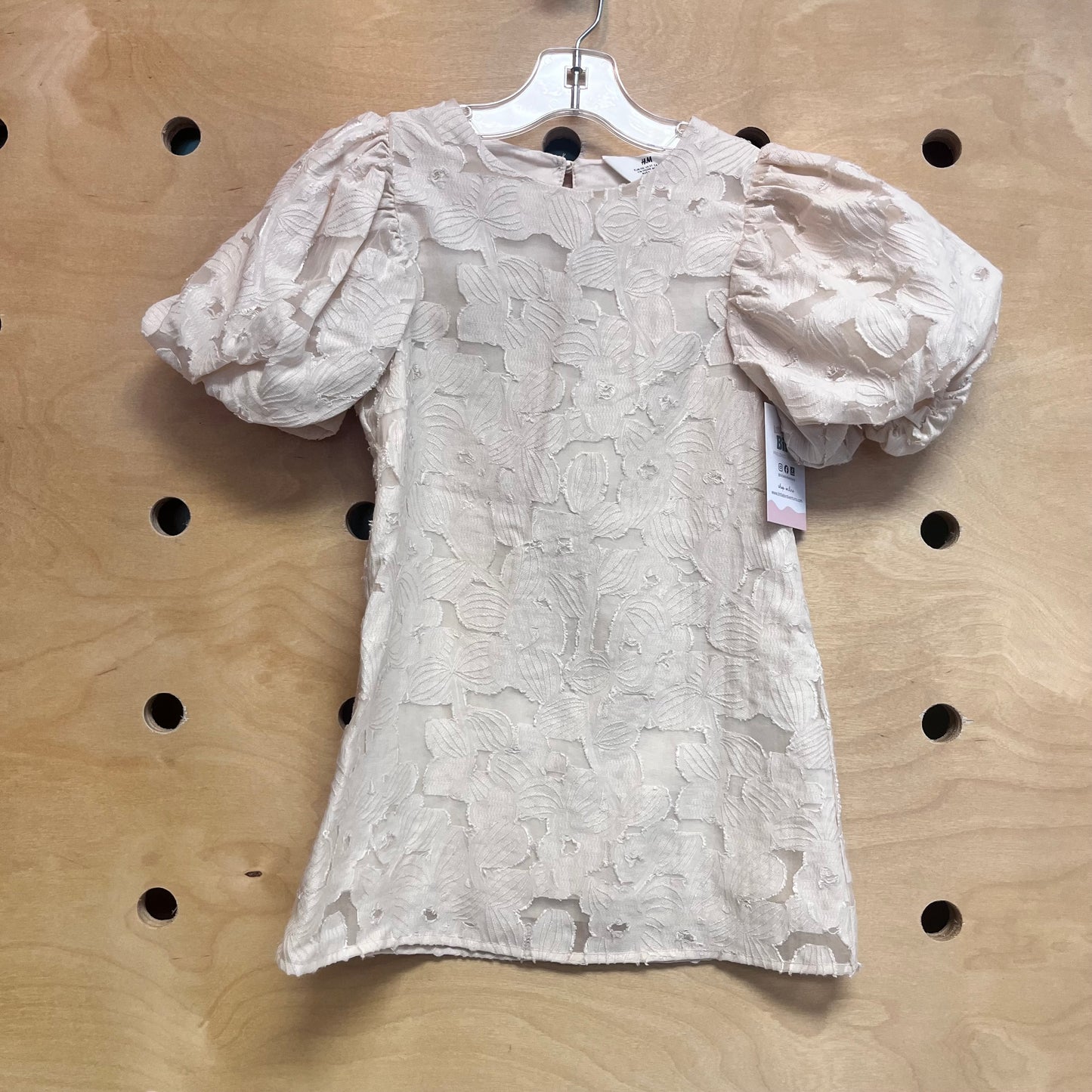 Cream Textured Flower Dress