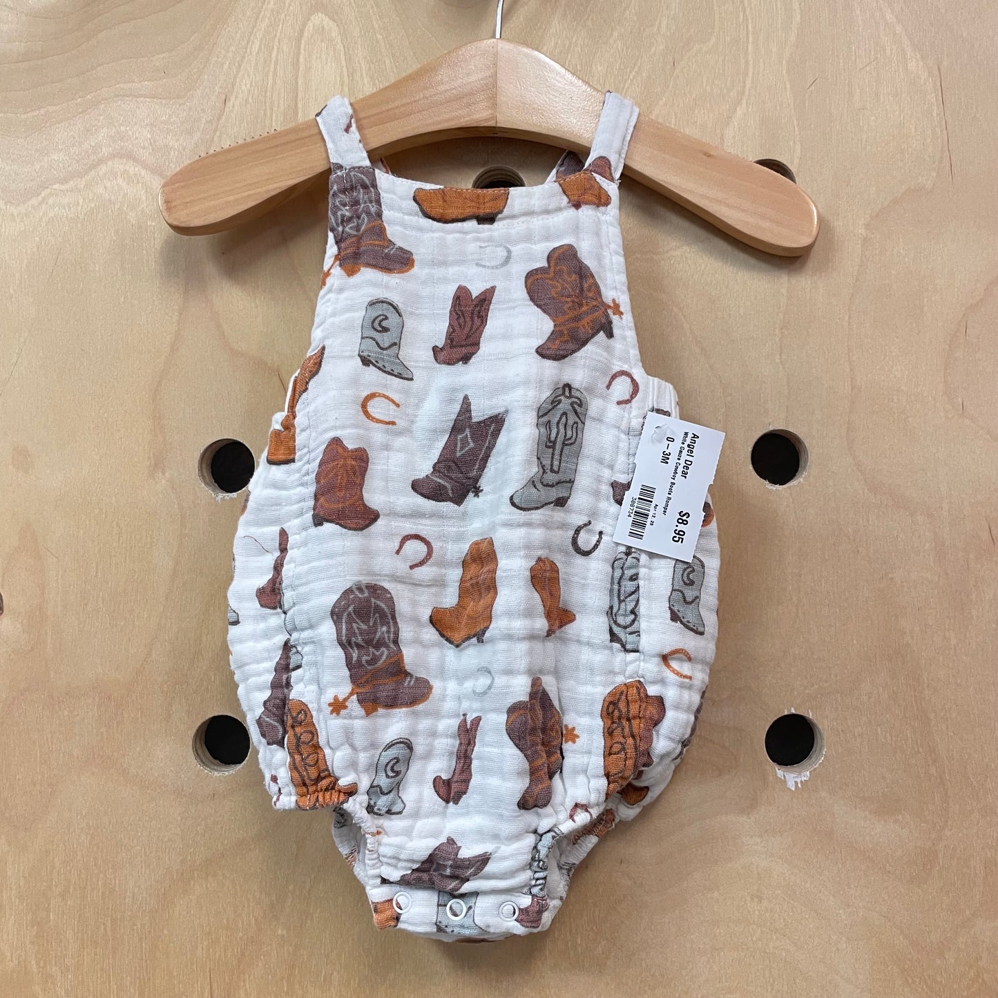 White Gauze Cowboy Boots Romper