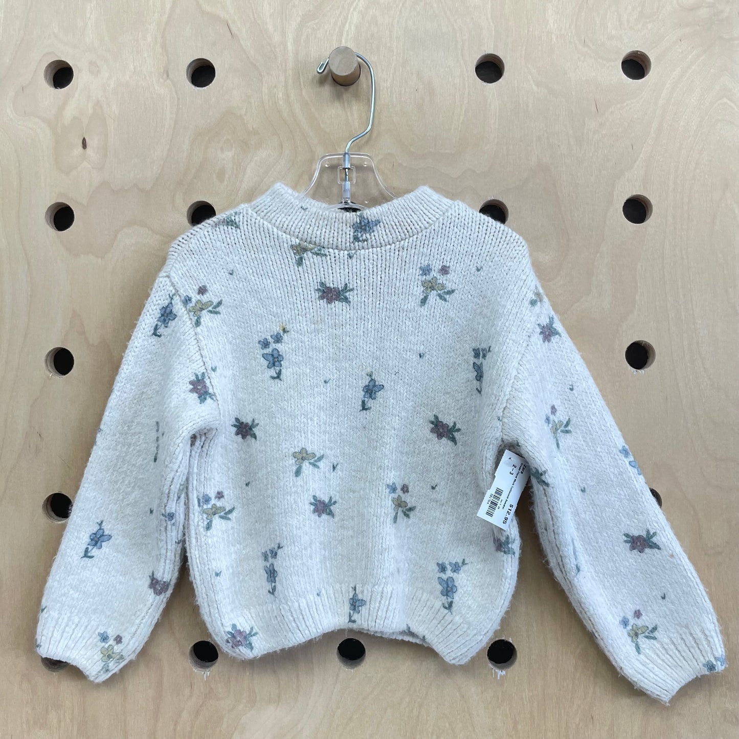 Cream Floral Mock Turtleneck Sweater