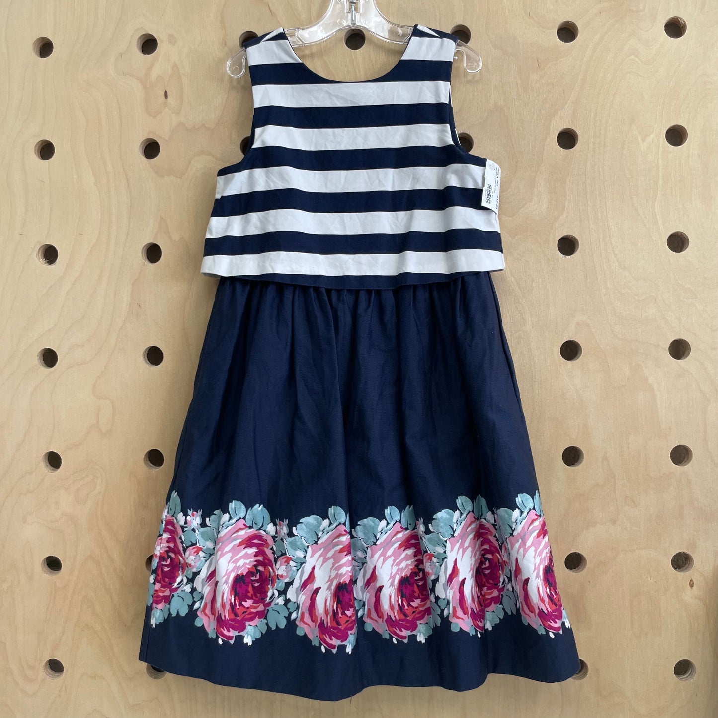 Navy Floral & Striped Top Dress