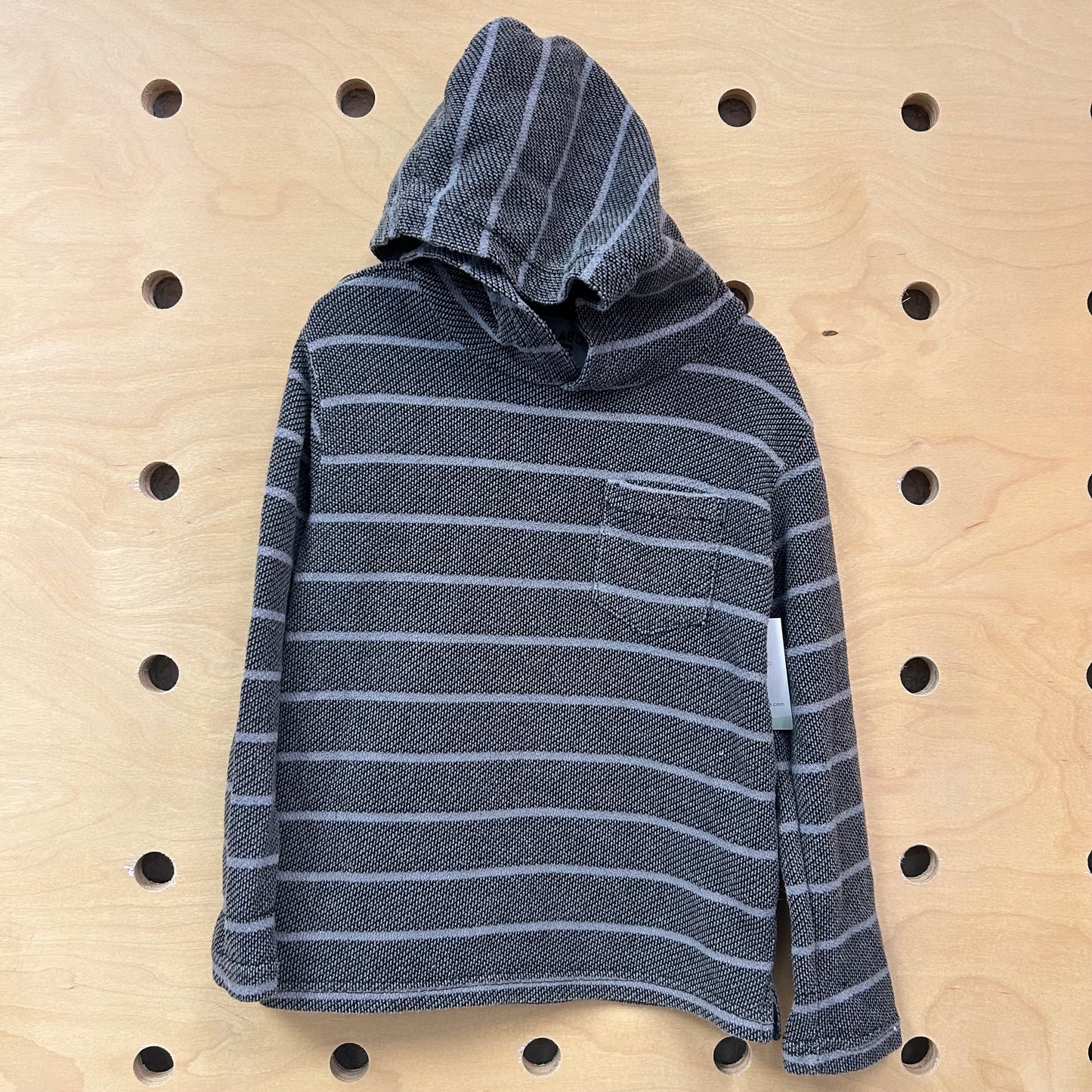 Grey Striped Knit Hoodie