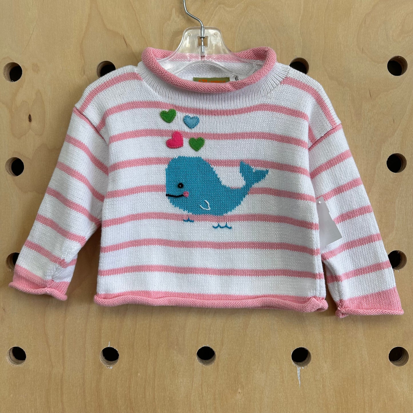 Pink Striped Whale Oversized Sweater
