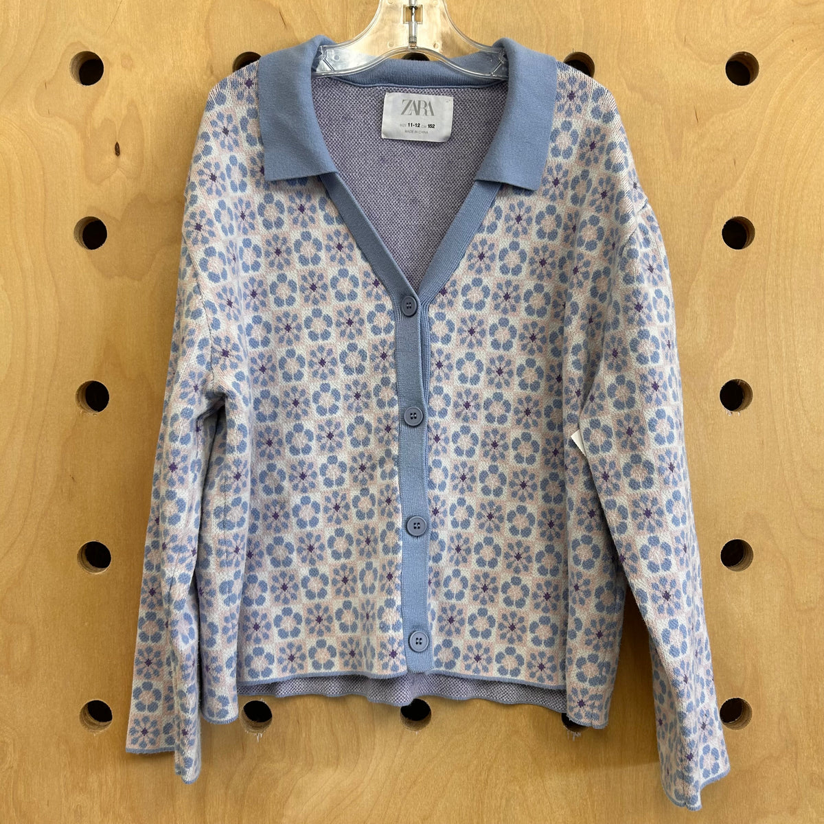 Blue Floral Knit Sweater