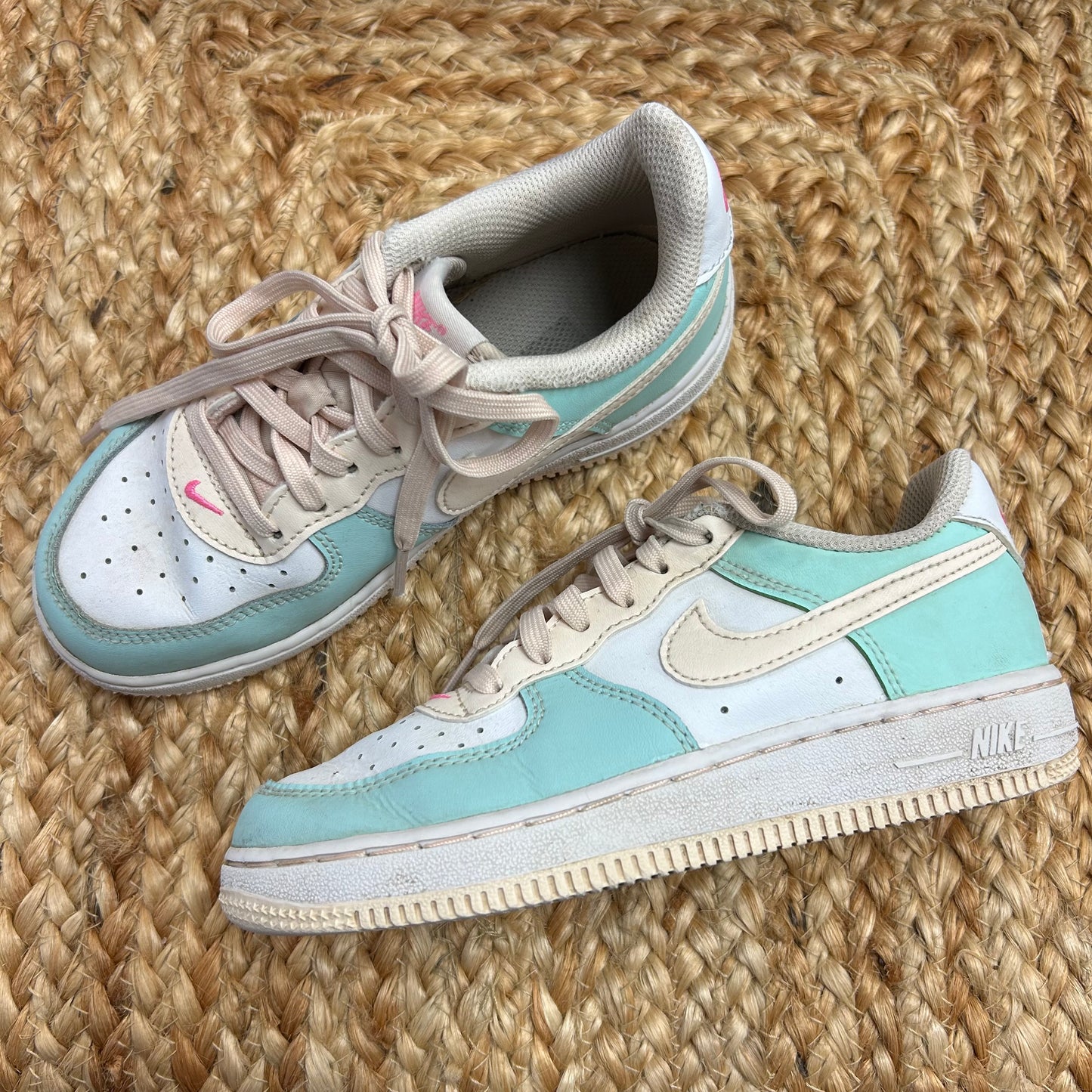 Blue & Peach Air Force 1 Sneakers
