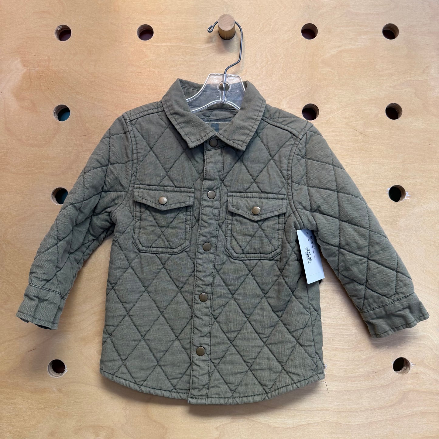 Green Quilted Snap Jacket