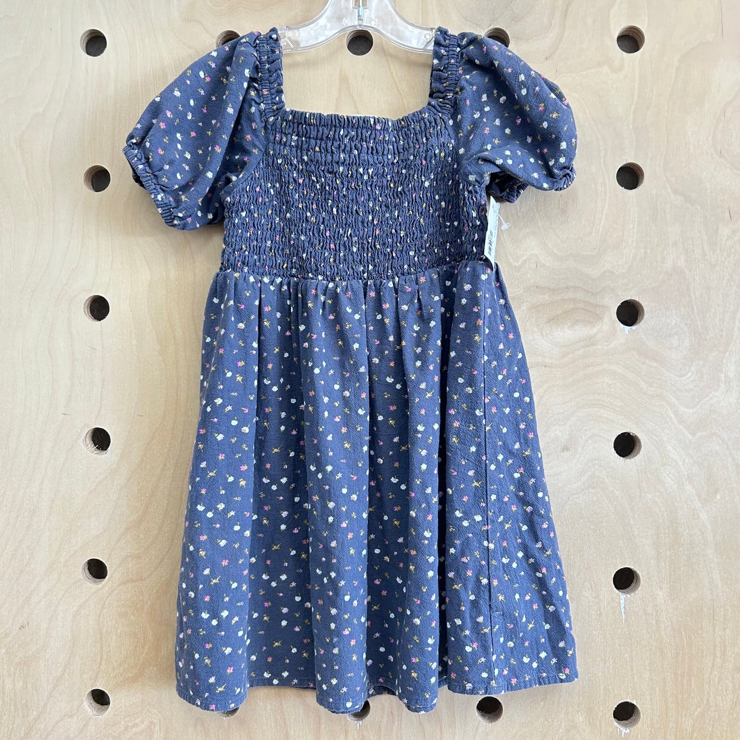 Smocked Grey Floral Dress