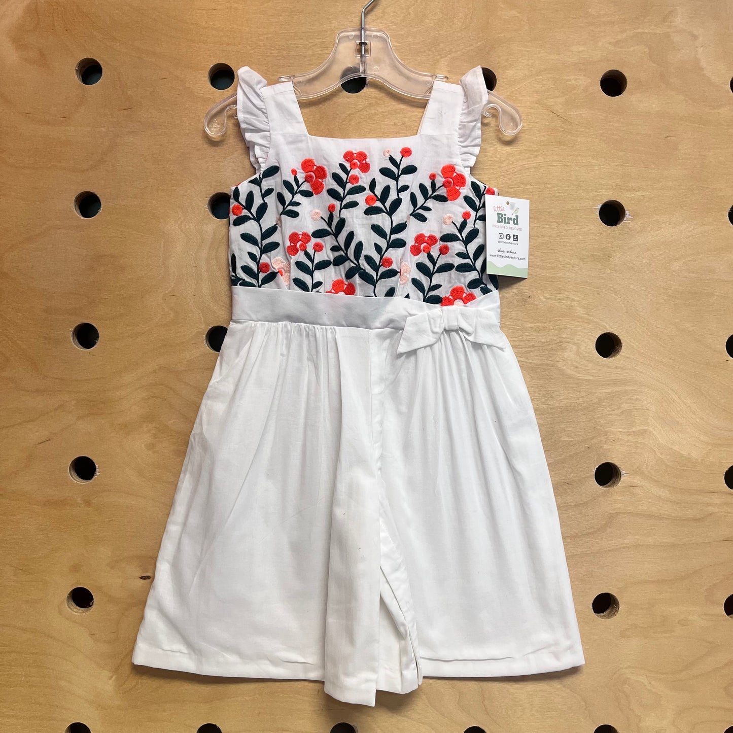Embroider Green/Orange Floral Romper
